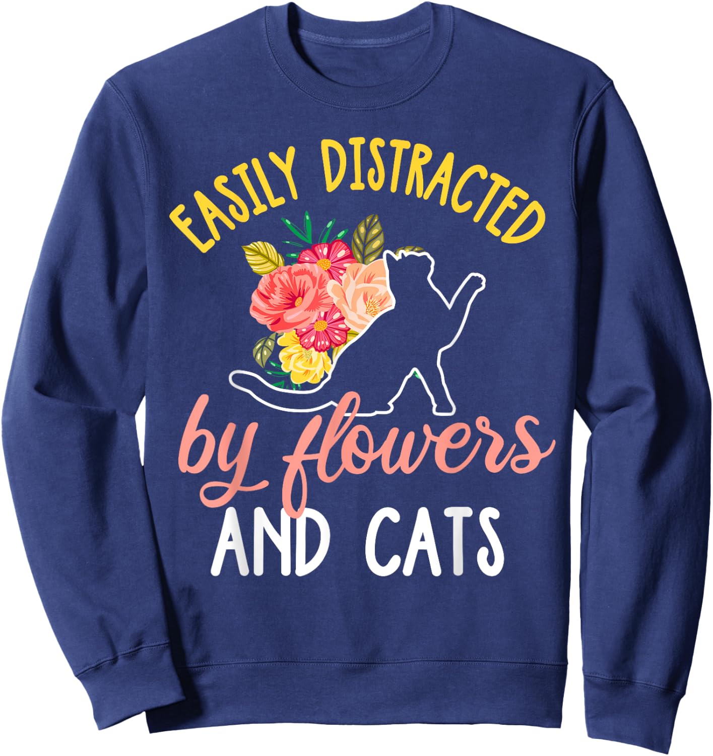 Florist Cat Shirt Funny Floral Designer Cat Lover Gift Sweatshirt - Sweatshirt | Navy