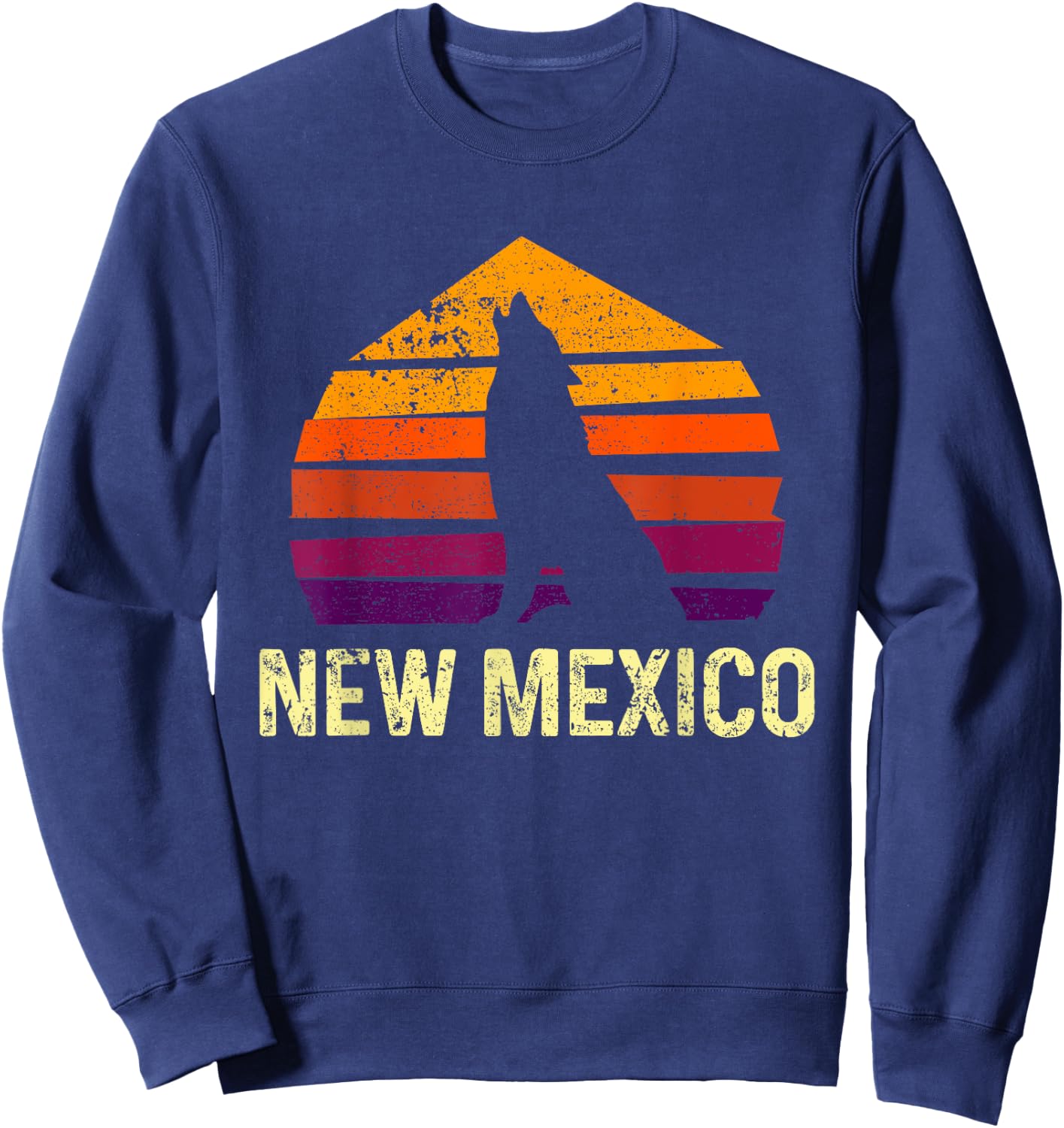 Vintage New Mexico, NM Retro Wolf Outdoor Sweatshirt - Sweatshirt | Navy