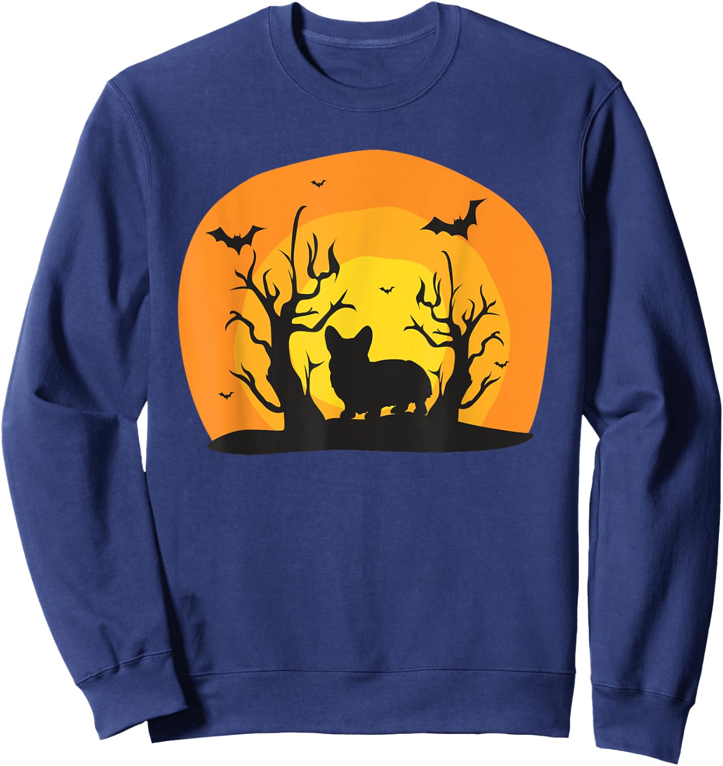 Corgi Dog Bat Funny Halloween Costume Silhouette Men Women Kids Sweatshirt - Sweatshirt | Navy