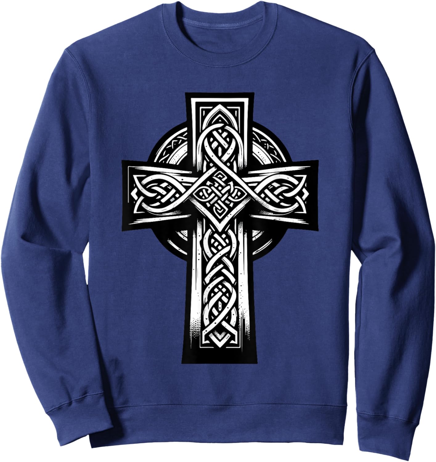 Irish Cross St Patrick's Day Celtic Knots Christian Sweatshirt - Sweatshirt | Navy