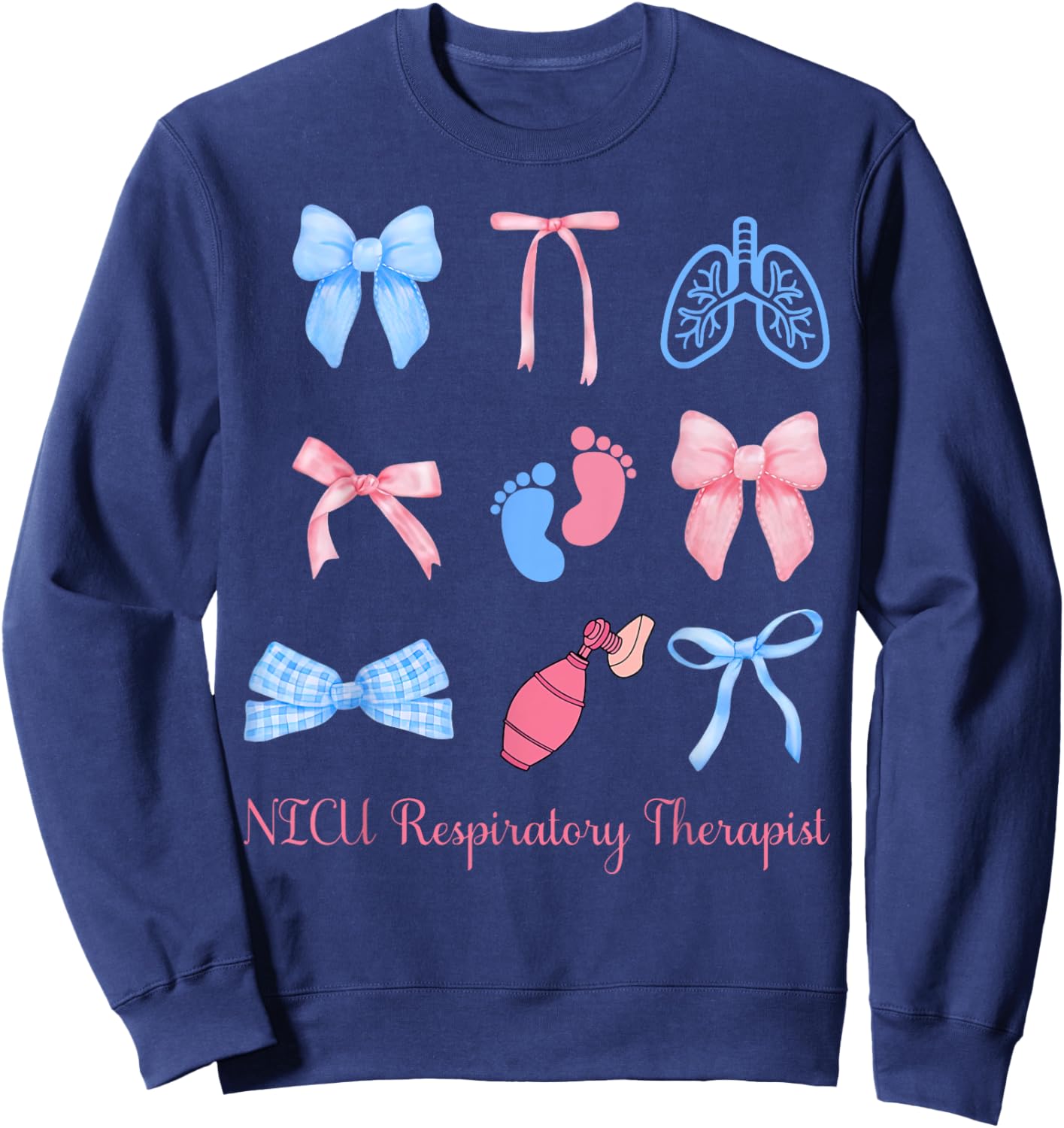 Coquette NICU Respiratory Therapist Lung Squad Neonatal ICU Sweatshirt - Sweatshirt | Navy