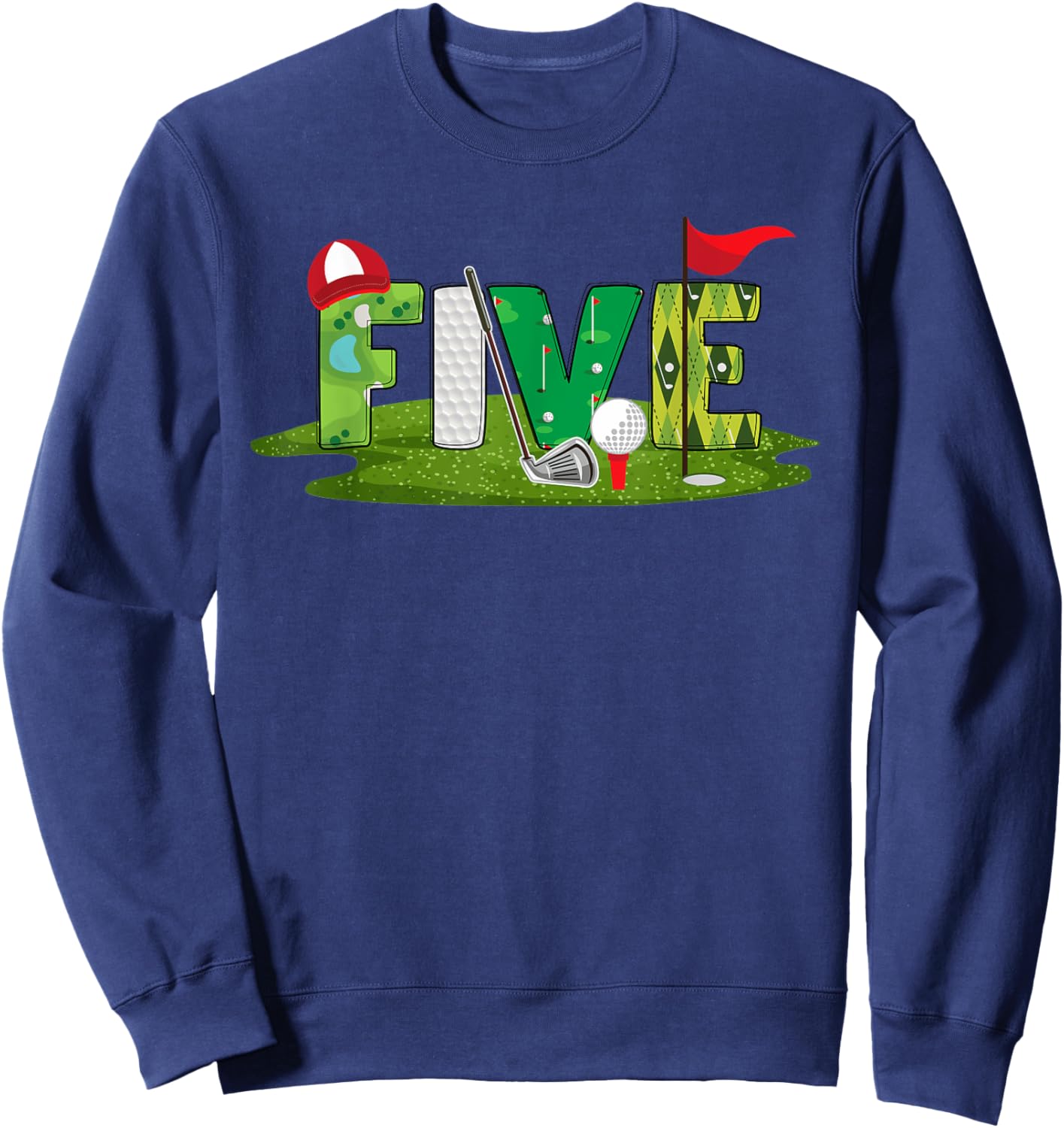 5th Birthday Golf Theme 5 Year Old Kids Sport Party Sweatshirt - Sweatshirt | Navy