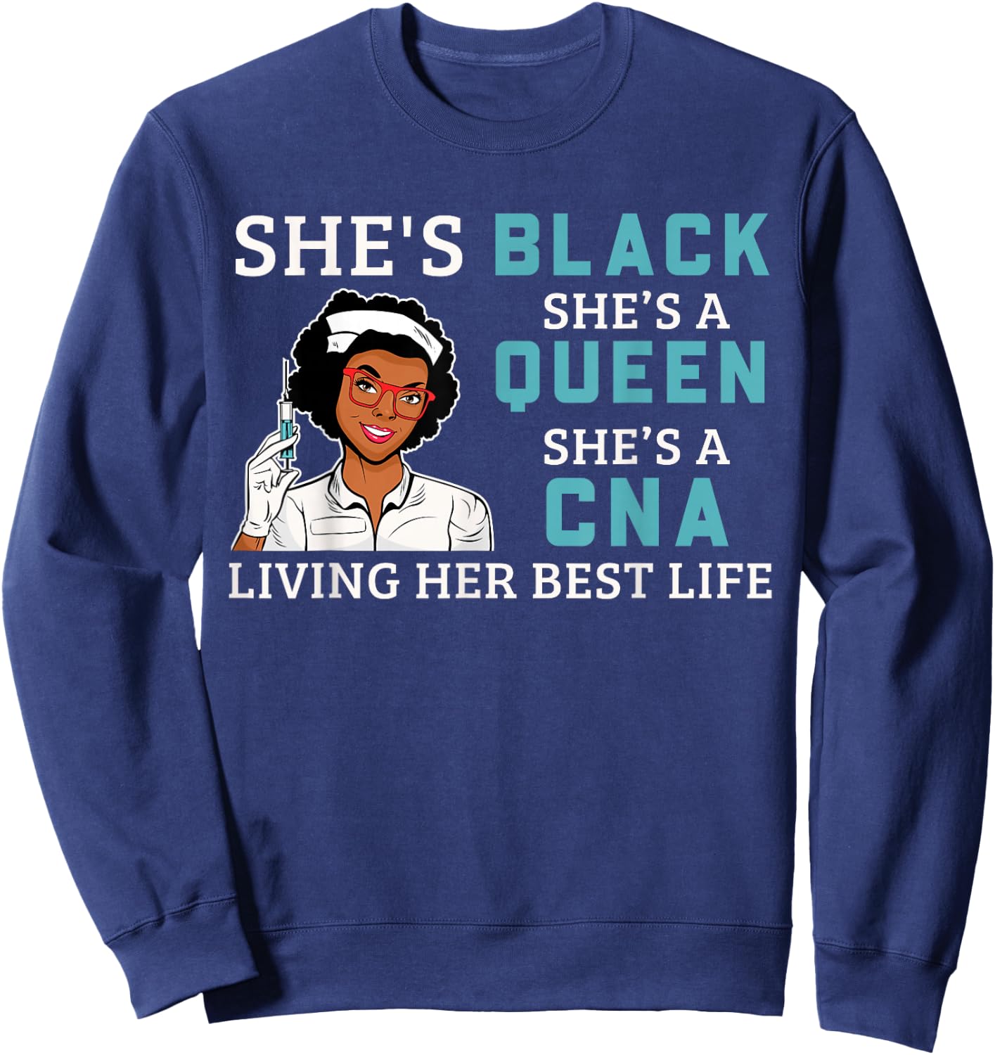 Black Cna Proud Afro Queen Women Sweatshirt - Sweatshirt | Navy