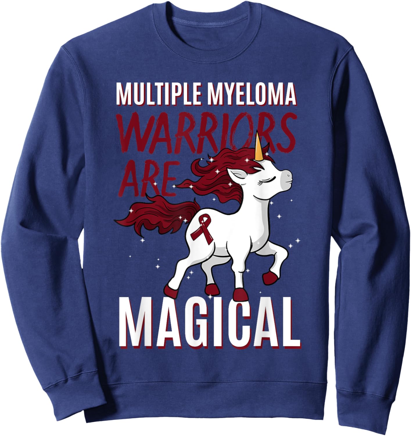 Multiple Myeloma Awareness Unicorn Lover Myelomatosis Gift Sweatshirt - Sweatshirt | Navy