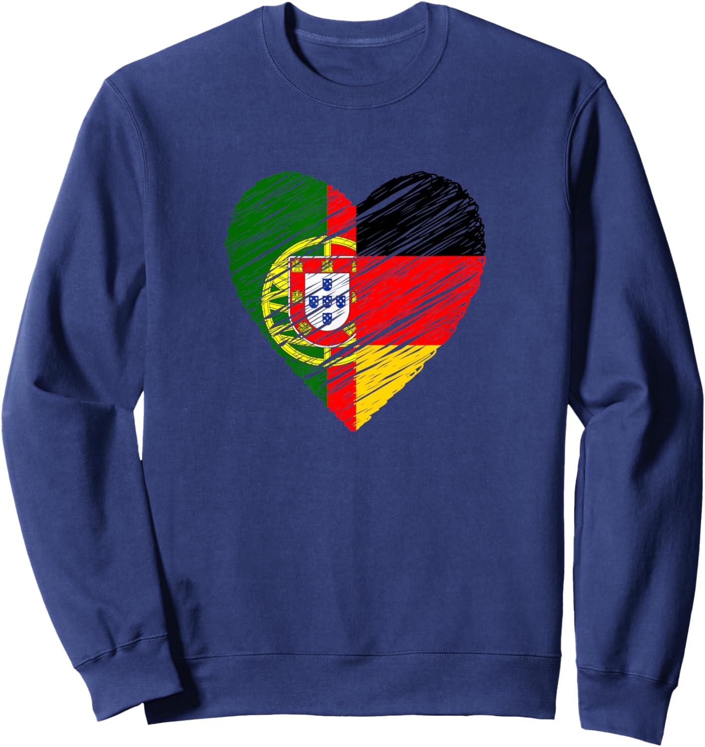 Portugal Deutschland Herz Deutschland Flagge Portugiesische Flagge Herz Sweatshirt - Sweatshirt | Navy
