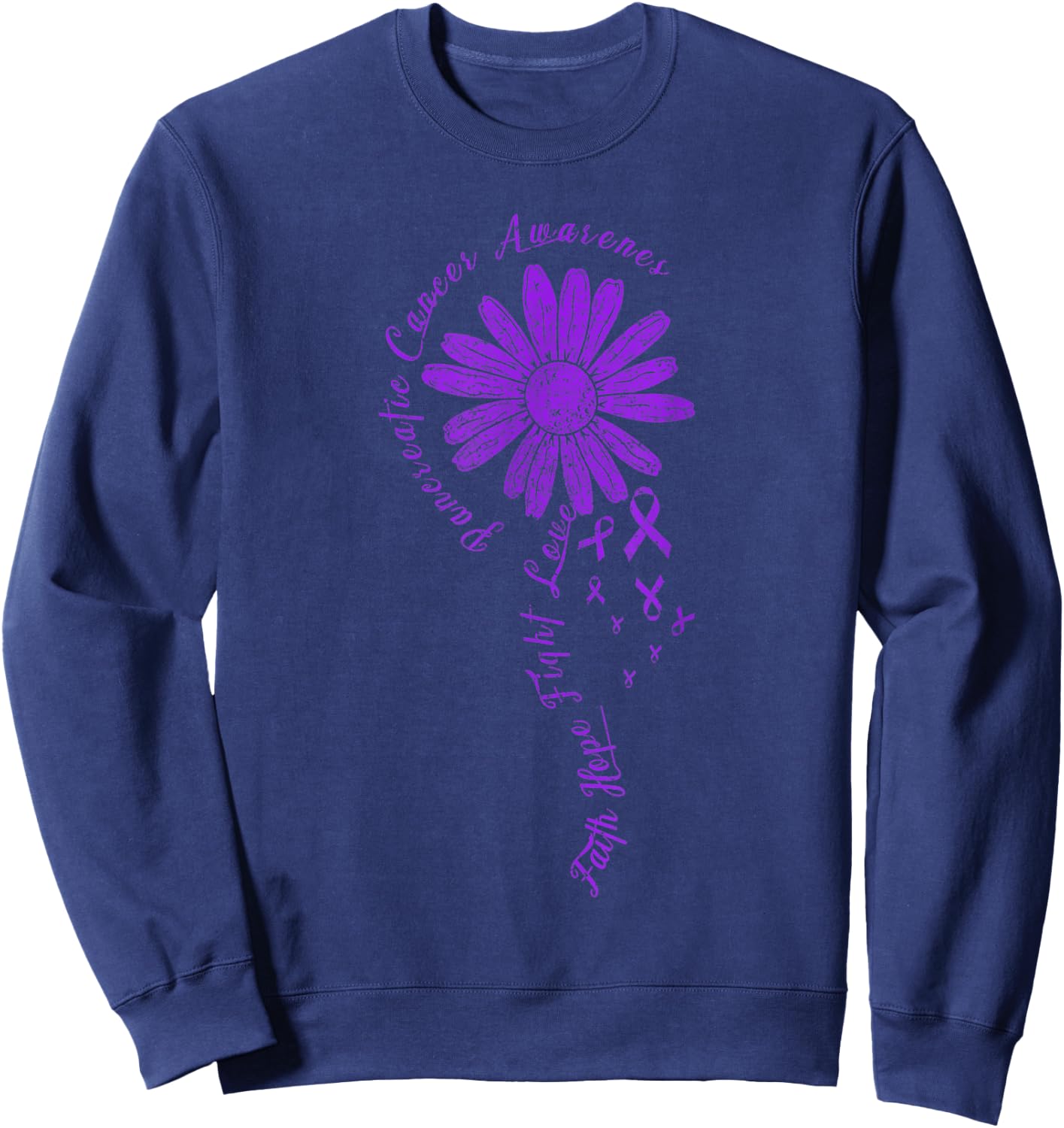 Cancer Fight Purple Ribbon Gift Pancreatic Cancer Awareness Sweatshirt - Sweatshirt | Navy