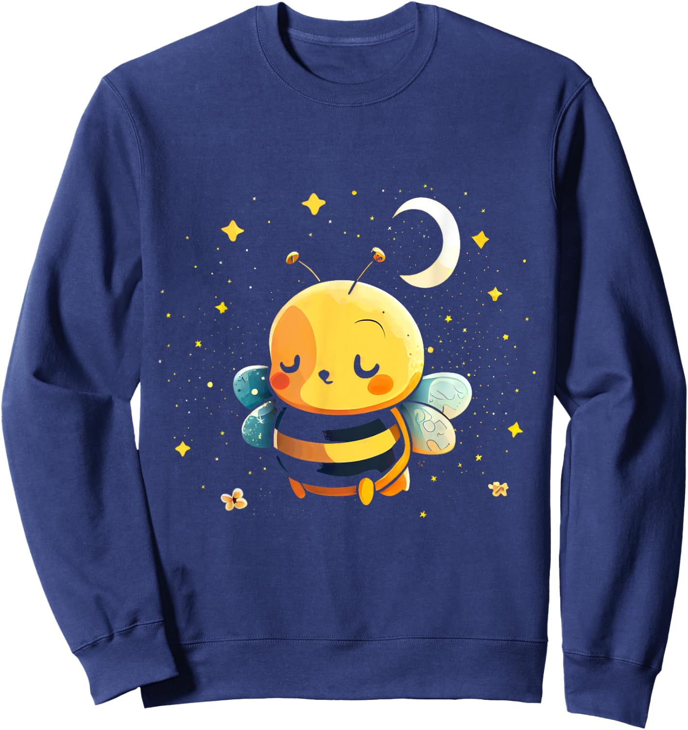 Peaceful Bumblebee Under Moon And Stars Sweatshirt - Sweatshirt | Navy