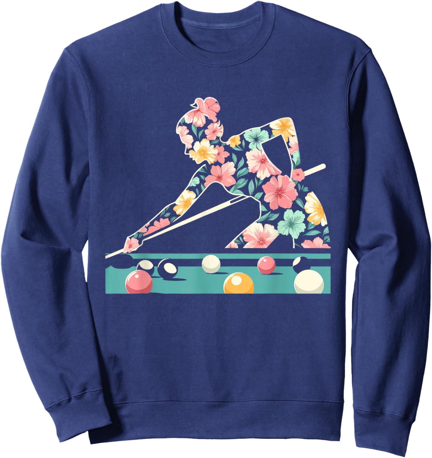 Floral FLower Billiards Billards Player Mothers Day Sweatshirt - Sweatshirt | Navy