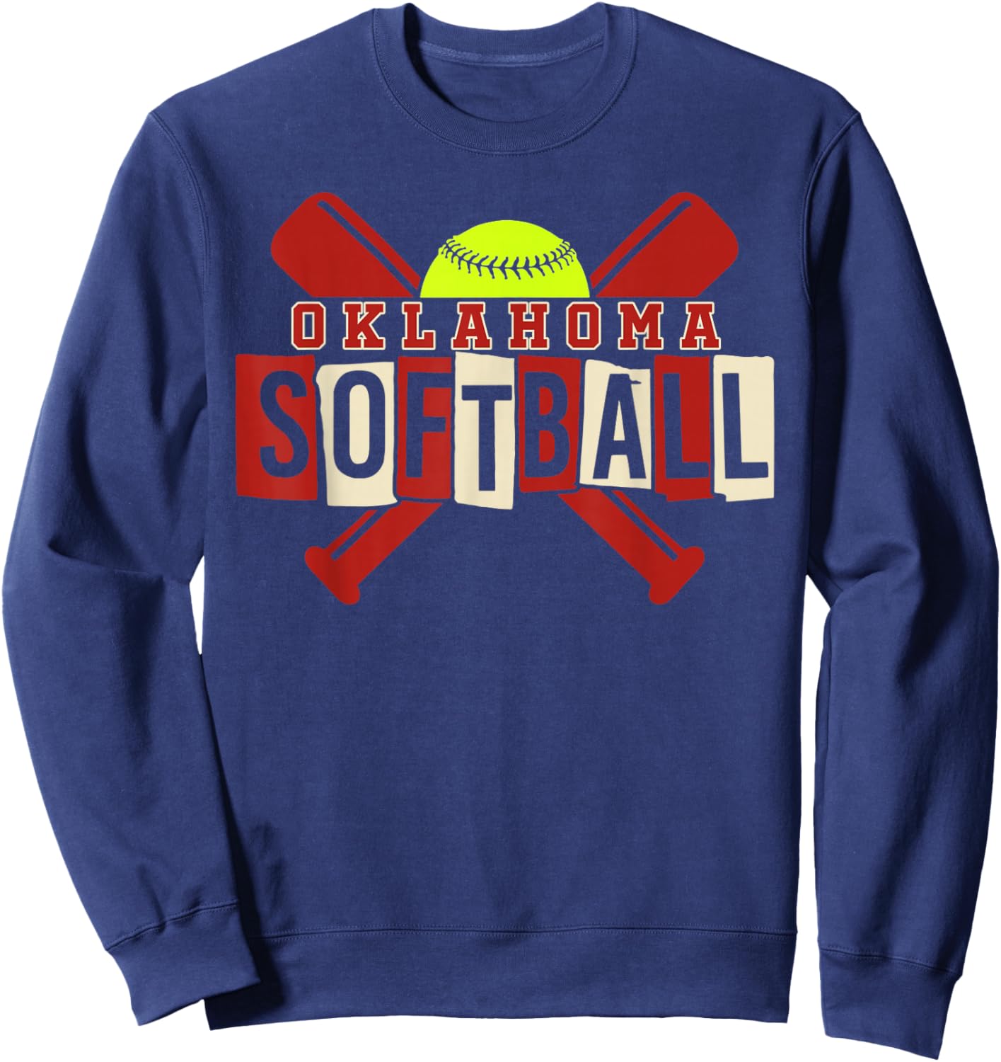 Oklahoma Softball Vintage Kids Team Retro Softball Fan Sweatshirt - Sweatshirt | Navy