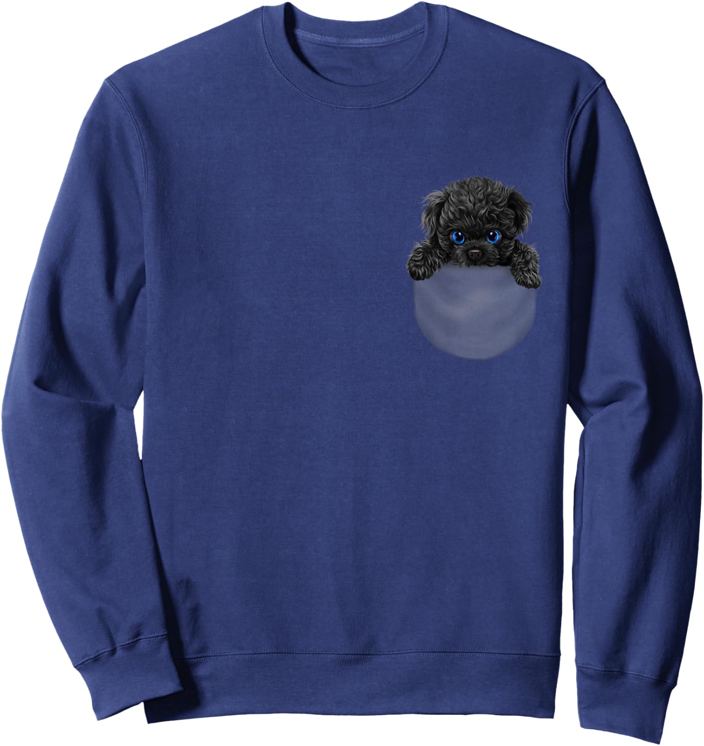 Black Poodle Dog in Pocket Sweatshirt - Sweatshirt | Navy