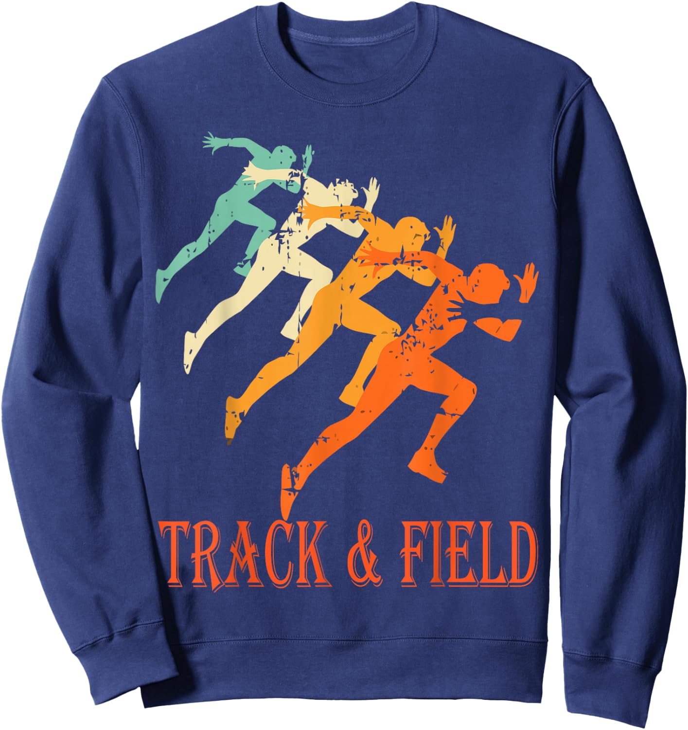 Retro Running Vintage Track and Field Sweatshirt - Sweatshirt | Navy