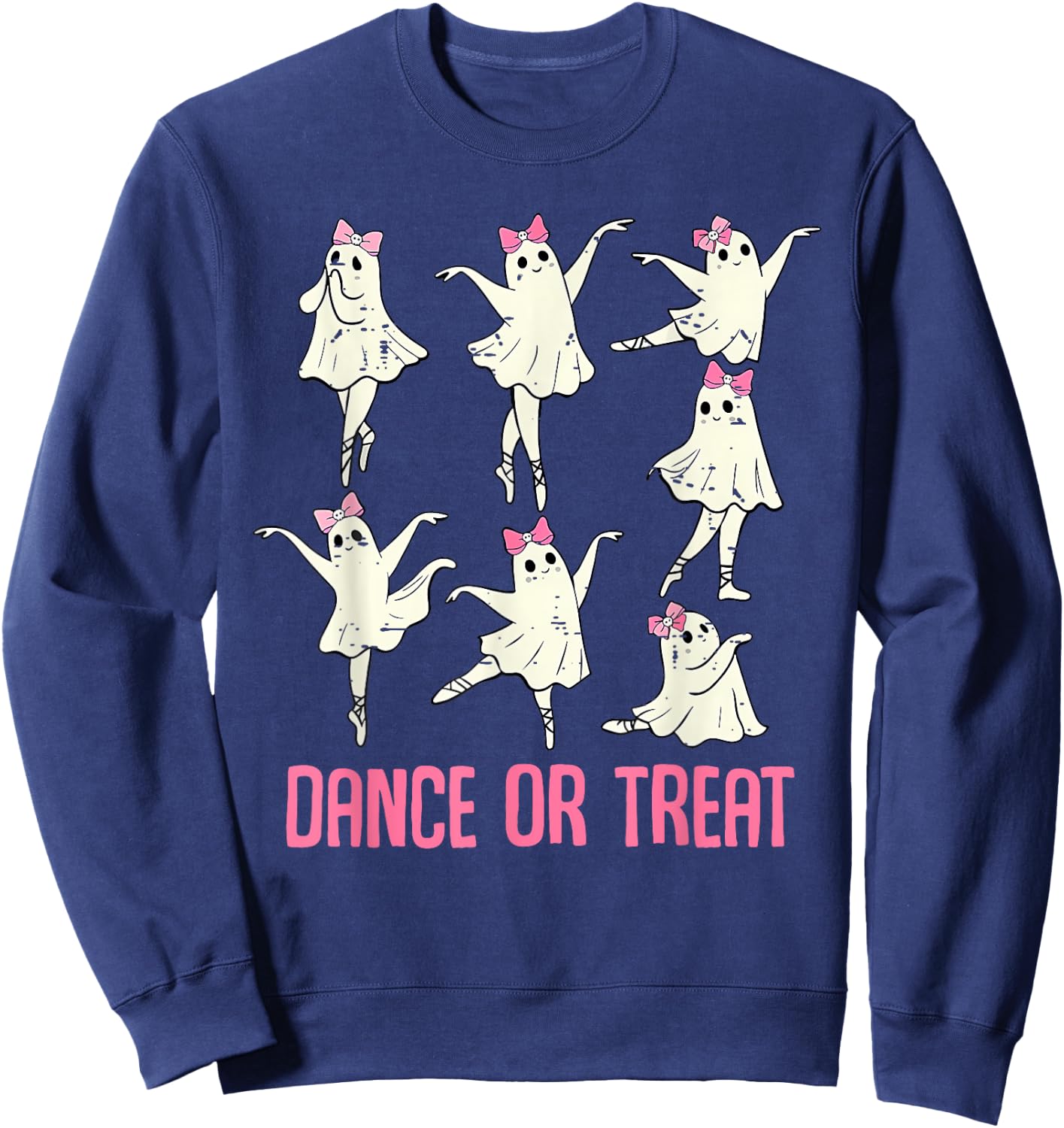 Dance Or Treat Shirt Halloween Funny Ghost Ballet Dance Sweatshirt - Sweatshirt | Navy