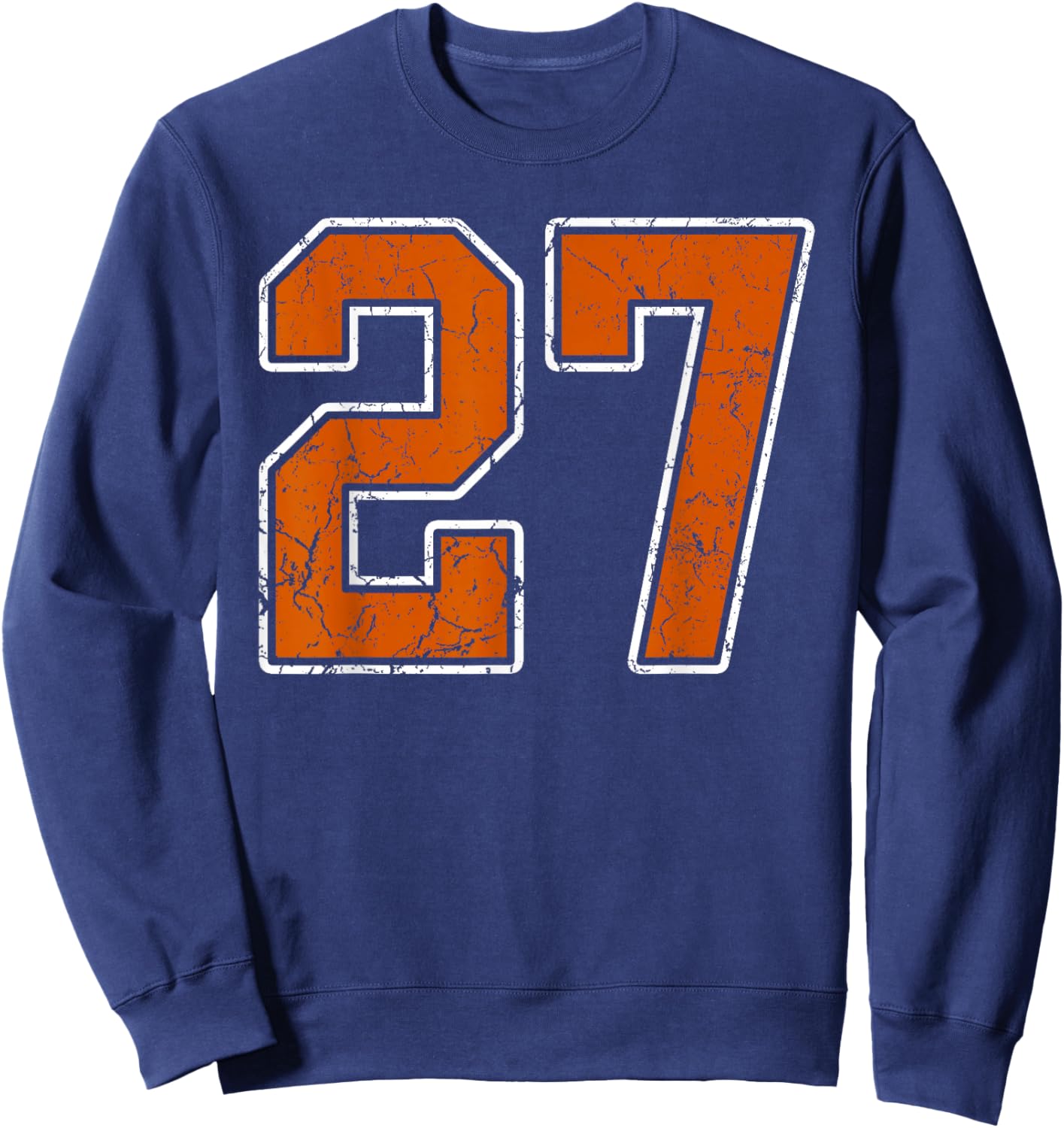 Grunge Burnt Orange and White #27 Sports Jersey Number 27 Sweatshirt - Sweatshirt | Navy