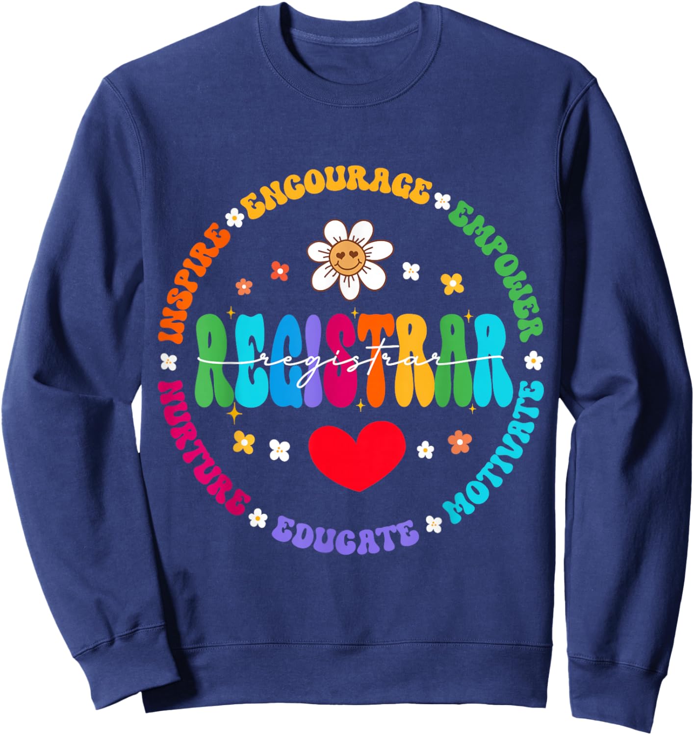 Groovy School Registrar Back to School Appreciation Squad Sweatshirt - Sweatshirt | Navy