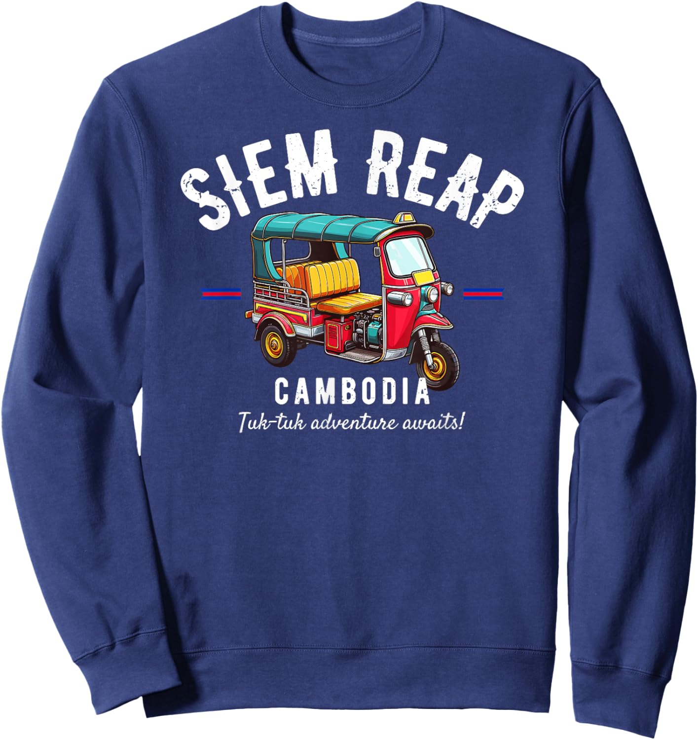 Vintage Tuk-Tuk Siem Reap Cambodia | Asia Tuk-Tuk Lover Sweatshirt - Sweatshirt | Navy