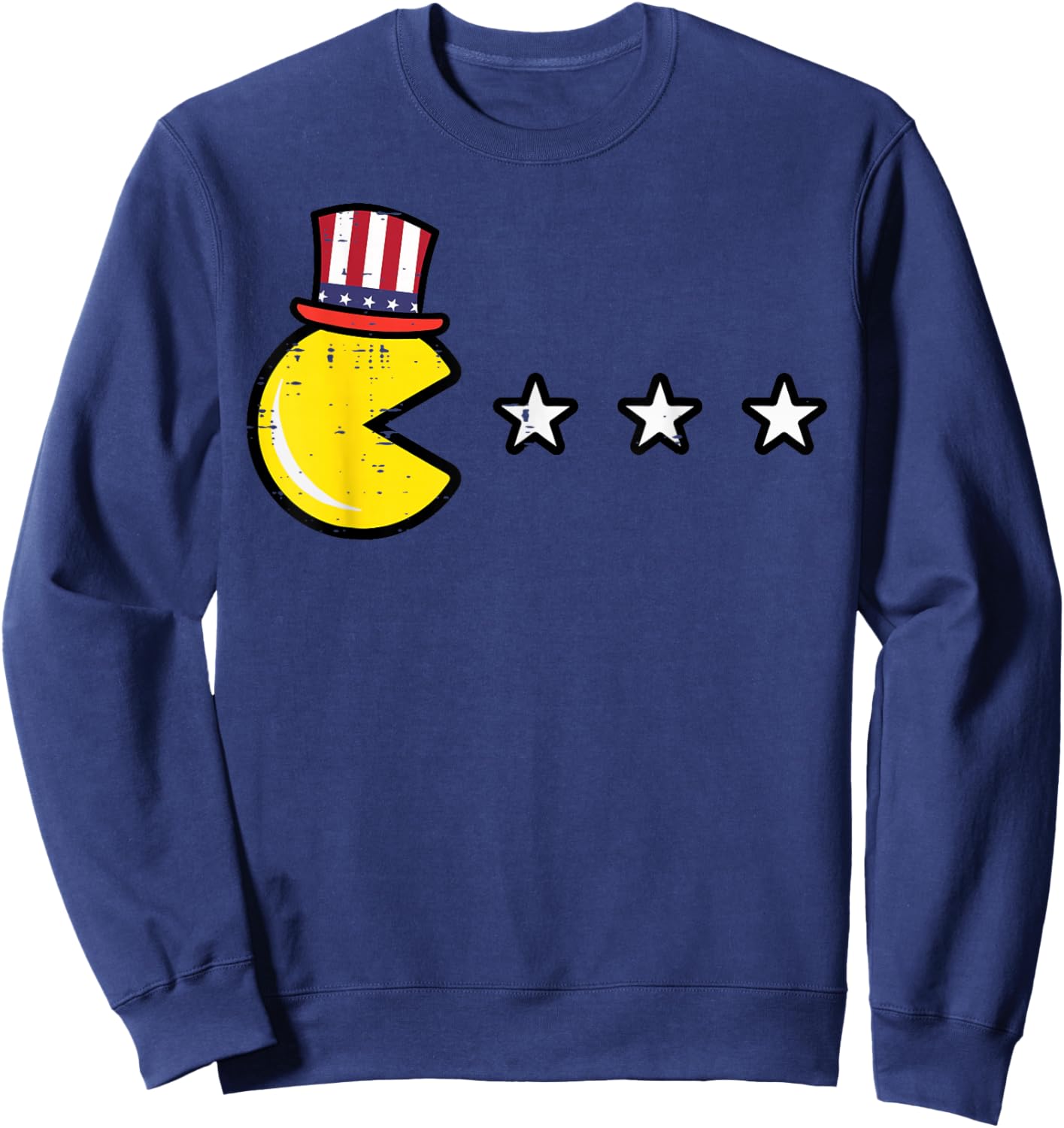 4th July Video Game Eating Stars Retro Gamer Boys Kids Men Sweatshirt - Sweatshirt | Navy