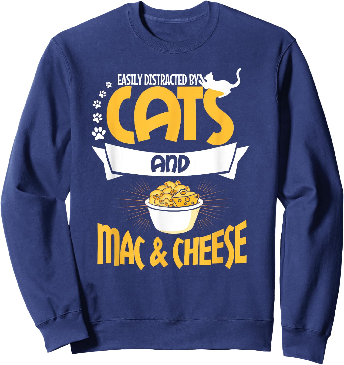 Mac & Cheese Shirt Funny Cat Lover Macaroni and Cheese Women Girls Kids Sweatshirt - Sweatshirt | Navy