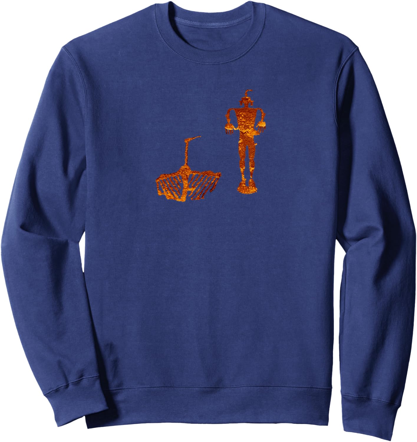 Petroglyph. Rock Art. Wolf Man and Crane Sweatshirt - Sweatshirt | Navy