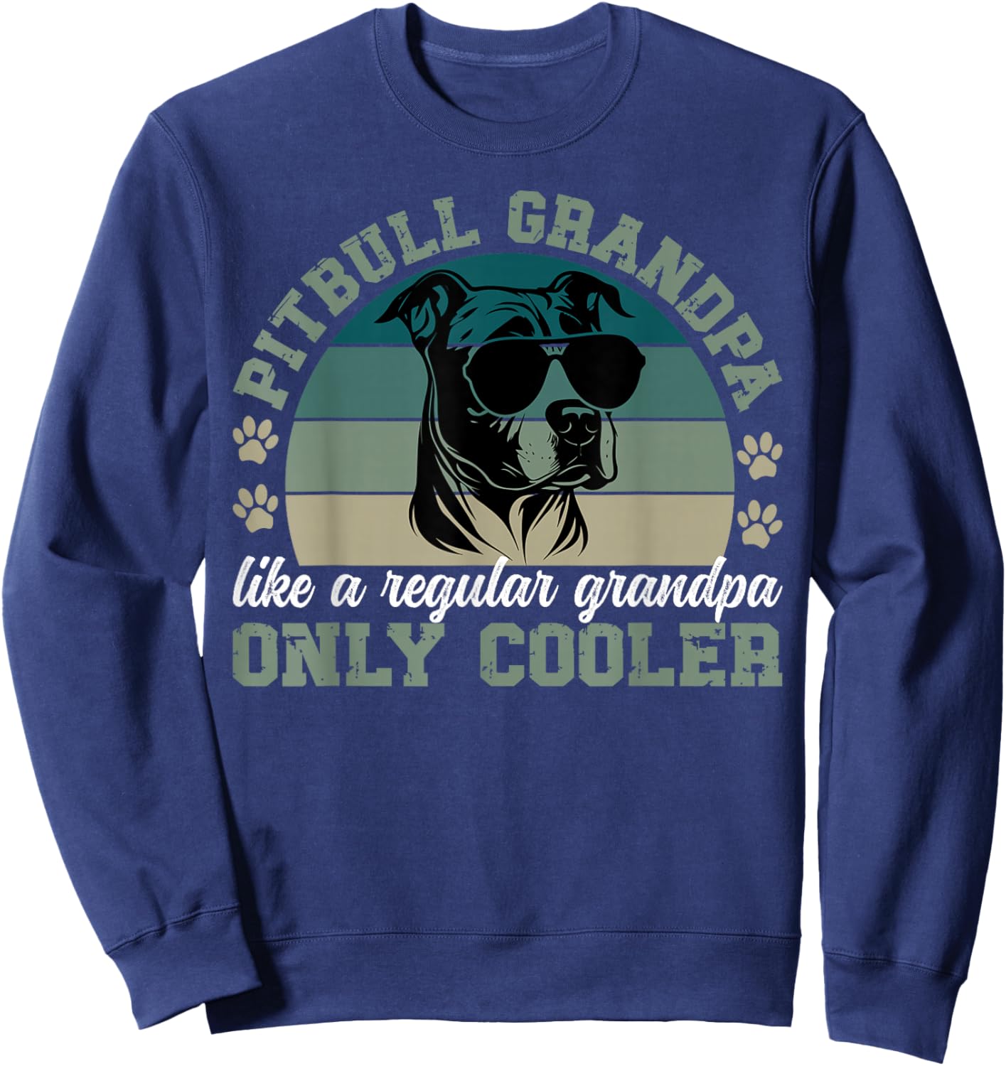 Cool Pitbull Grandpa Pitbull Grandfather Pittie Grandpa Sweatshirt - Sweatshirt | Navy
