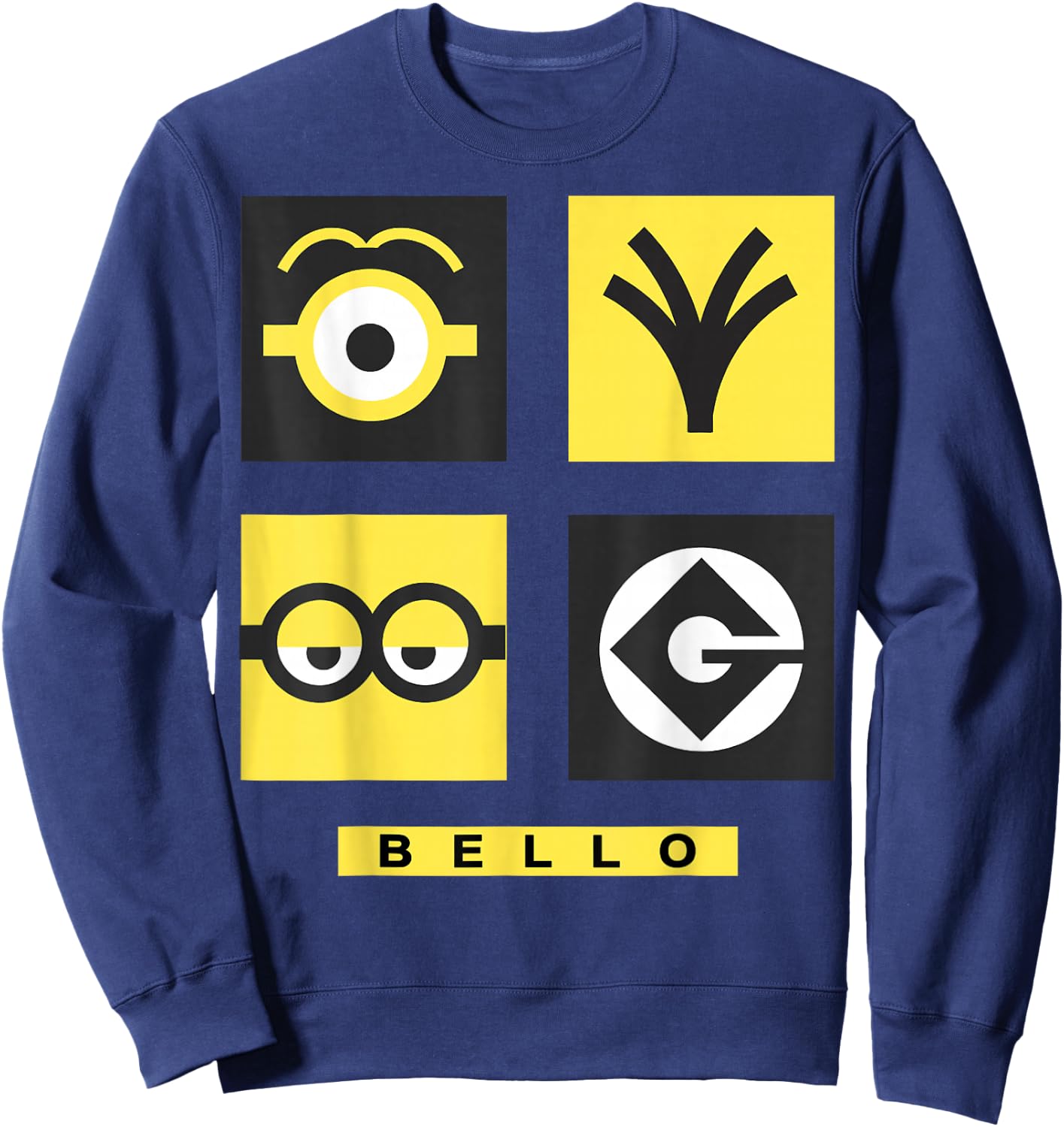 Despicable Me Minions Bello Symbol Box Grid Sweatshirt - Sweatshirt | Navy