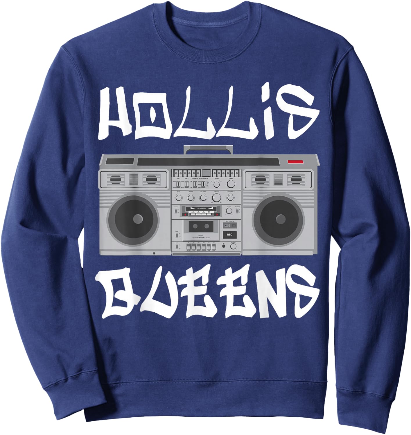 Hollis Queens Boom Box Graffiti Lettering Sweatshirt - Sweatshirt | Navy