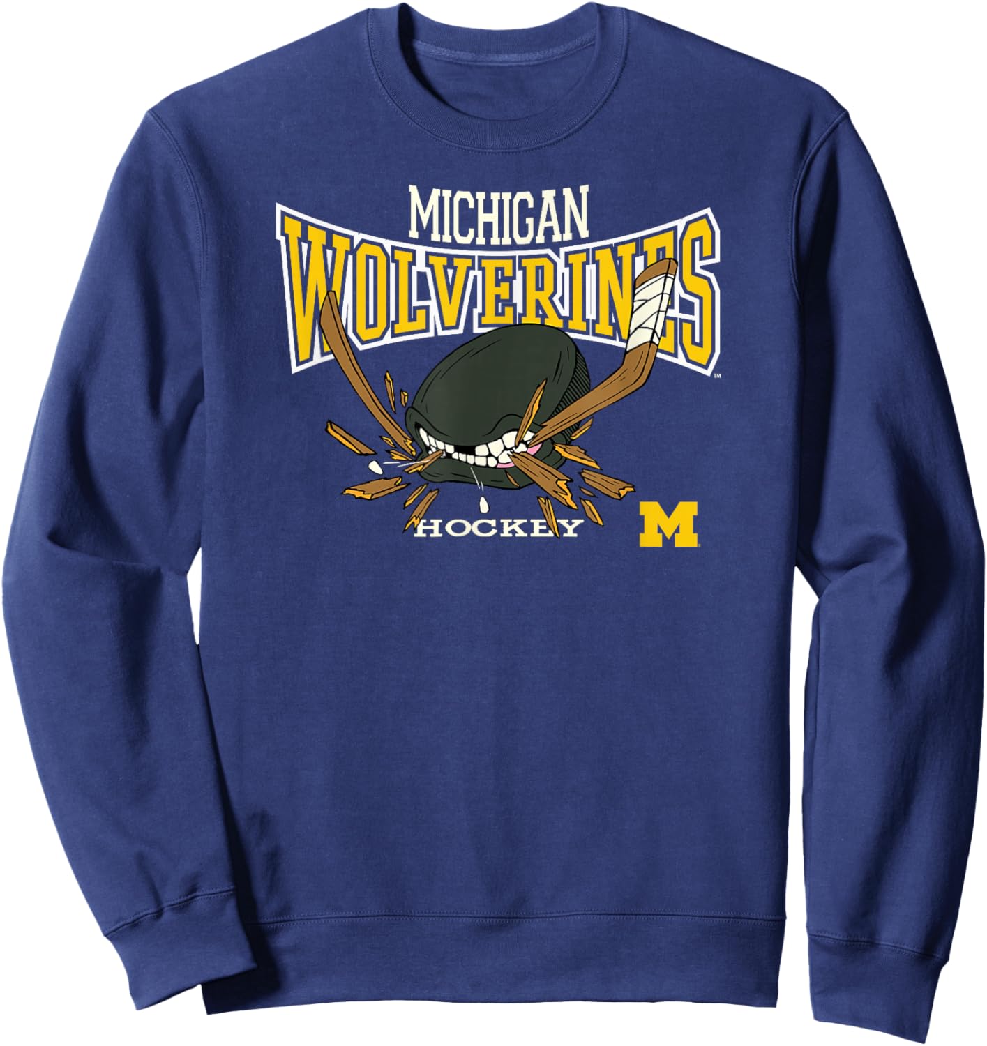 Michigan Wolverines Hockey Bite Navy Officially Licensed Sweatshirt - Sweatshirt | Navy