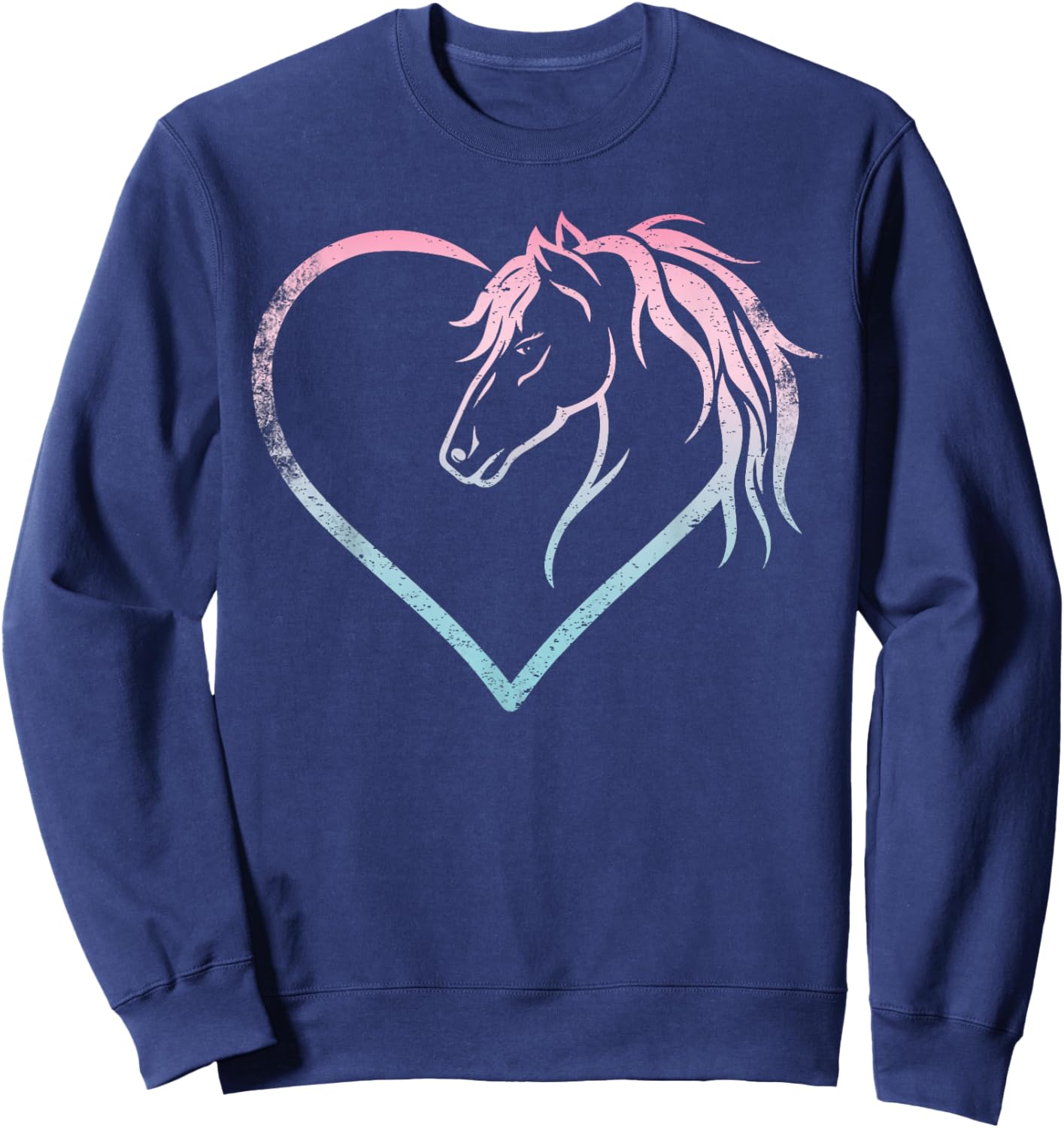 Heart With Horse Head For Horseback Riding Horse Sweatshirt - Sweatshirt | Navy