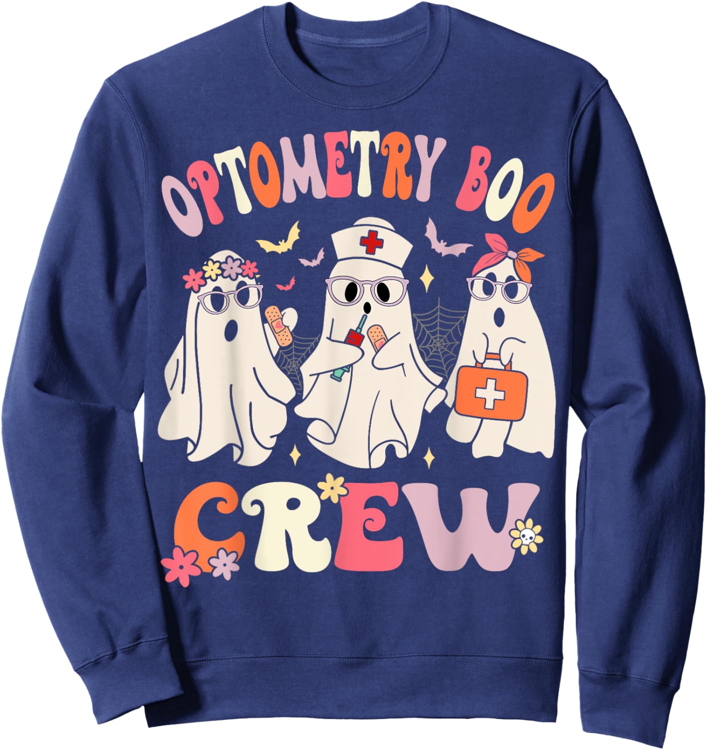 Optometry Boo Crew Optometrist Halloween Eye Doctor Funny Sweatshirt - Sweatshirt | Navy