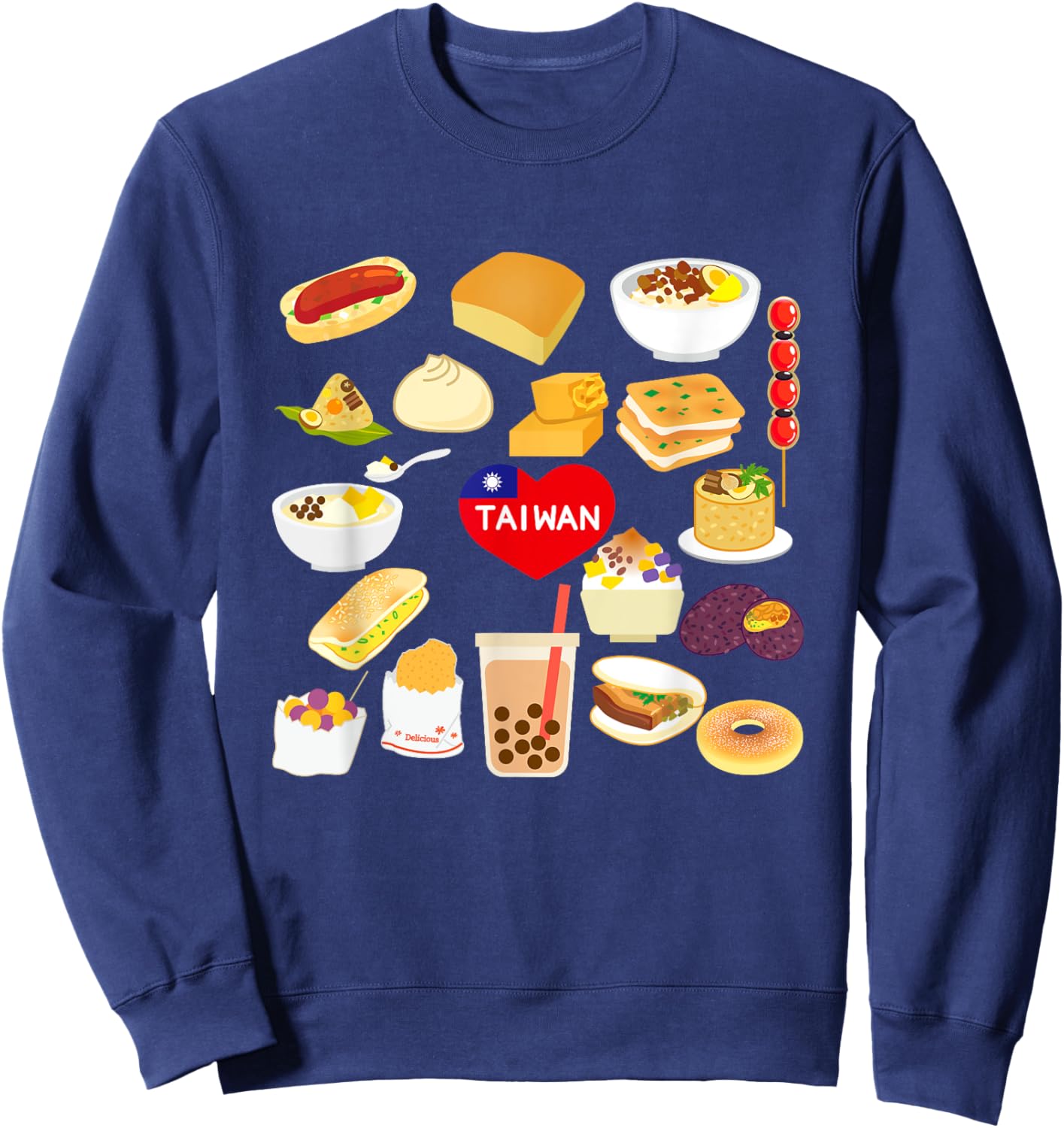 Taiwan Flavor Gourmet Flag Local Cuisine Sweatshirt - Sweatshirt | Navy