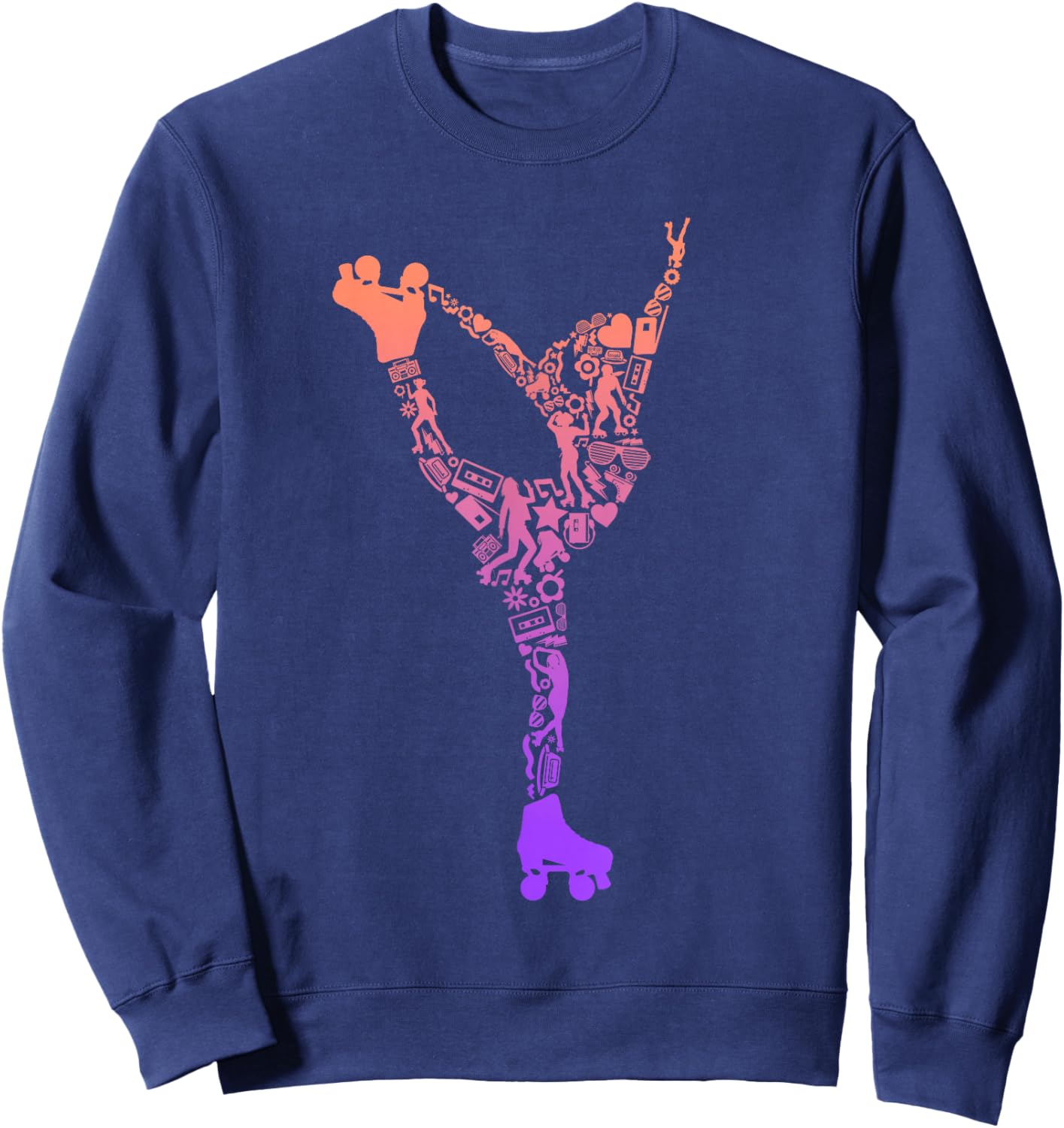 Roller Skates Roller Skates Symbols Girls Roller Skates Sweatshirt - Sweatshirt | Navy