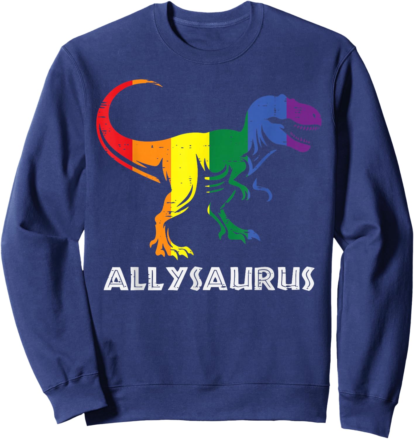 Gay Pride Month Allysaurus Trex Dino LGBTQ Ally Boys Kids Sweatshirt - Sweatshirt | Navy
