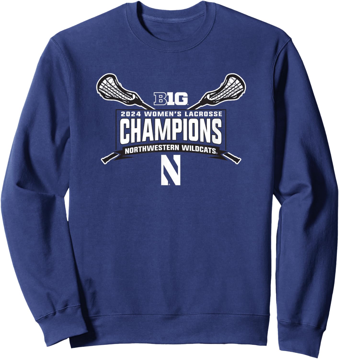 Northwestern Wildcats Big Ten Champs 2024 Women's Lacrosse Sweatshirt - Sweatshirt | Navy