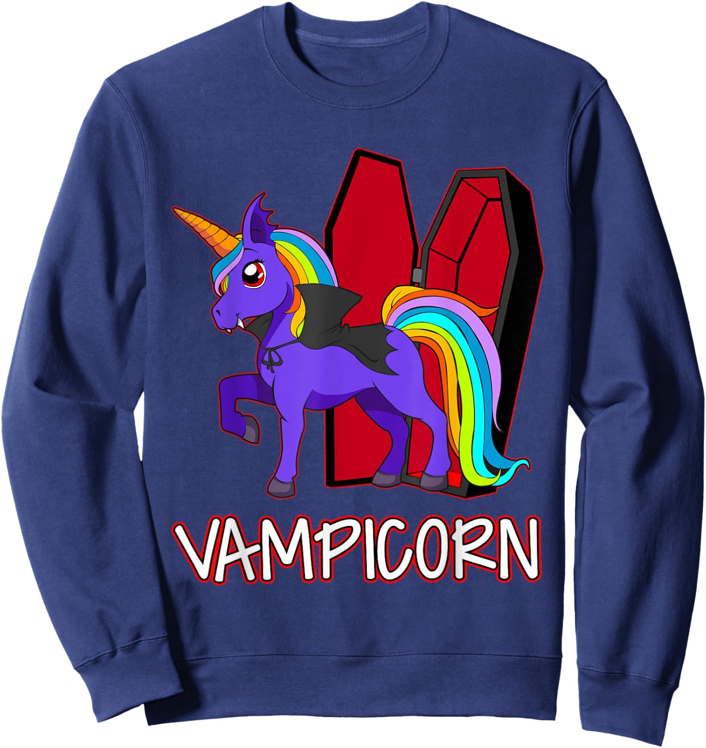 Unicorn Vampire Vampicorn Cute Women Halloween Party Sweatshirt - Sweatshirt | Navy