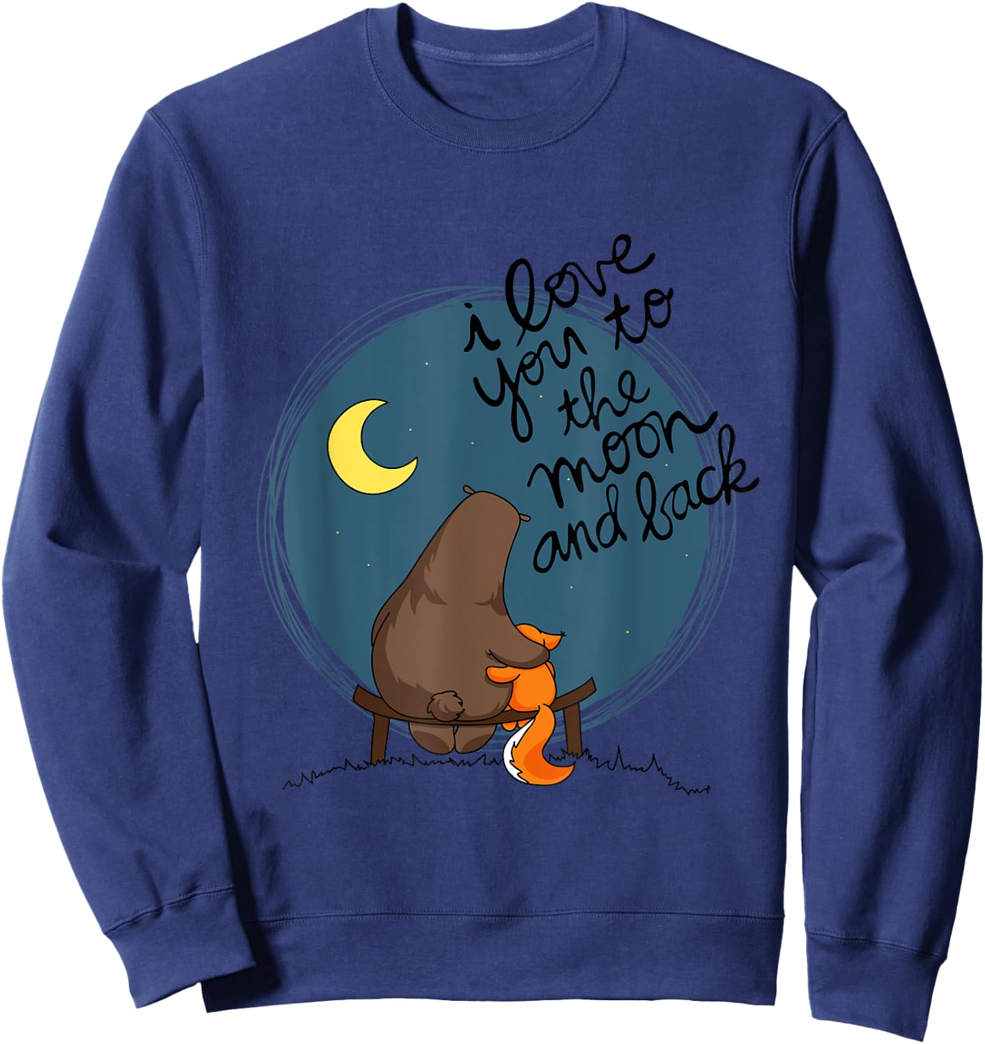 Cute I Love You To The Moon And Back Bear & Squirrel T Shirt Sweatshirt - Sweatshirt | Navy