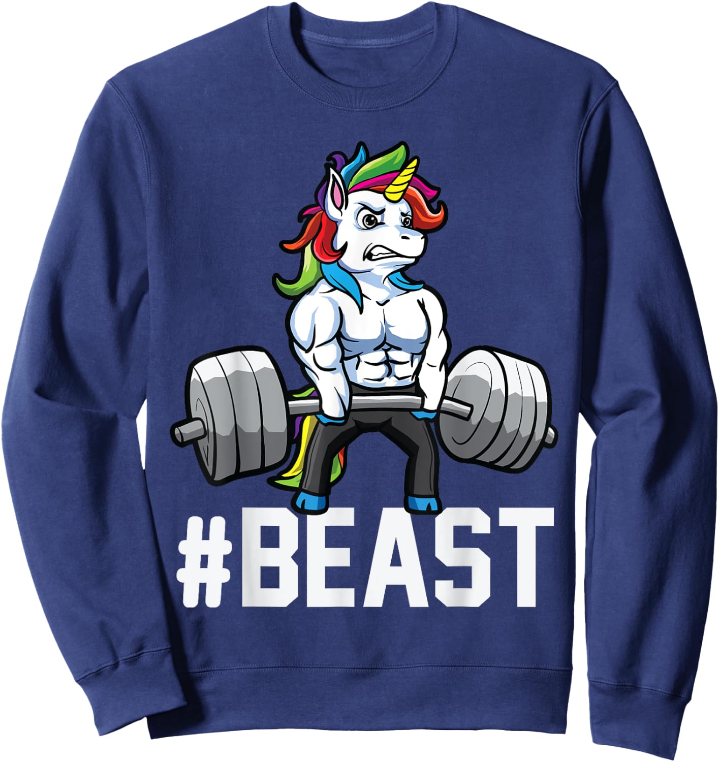 Unicorn Deadlift Beast Weightlifting Graphic Getting Strong Sweatshirt - Sweatshirt | Navy
