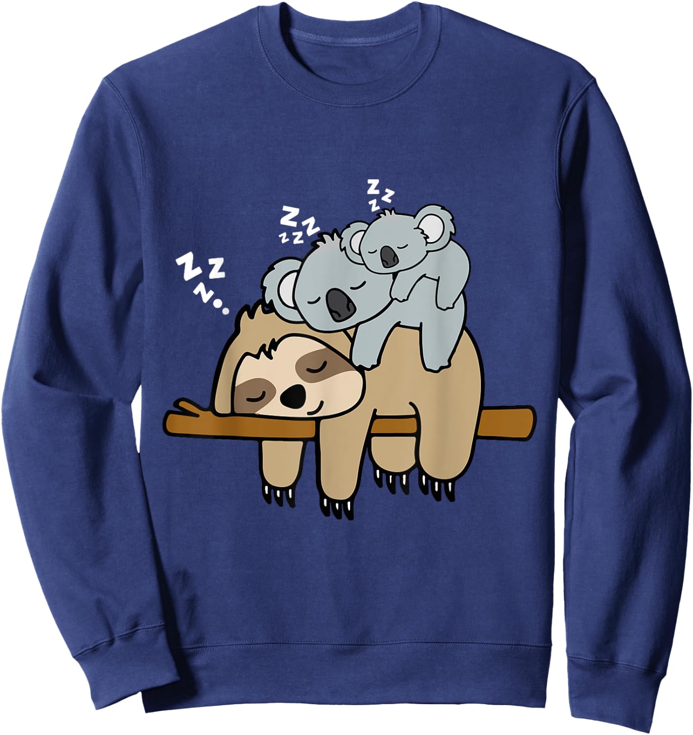 Sleeping Cute Lazy Sloth With Baby Koala Mama Bear Nap Sweatshirt - Sweatshirt | Navy