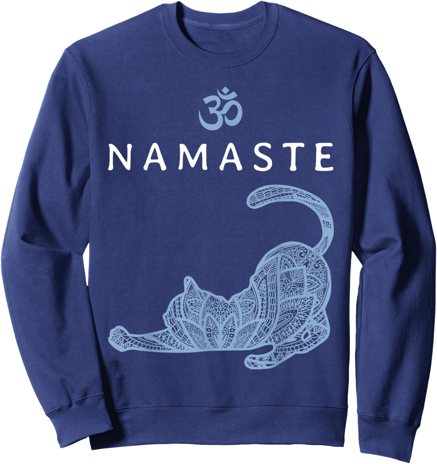 Namaste Cat In Yoga Pose Om Symbol Yoga Gift Sweatshirt - Sweatshirt | Navy