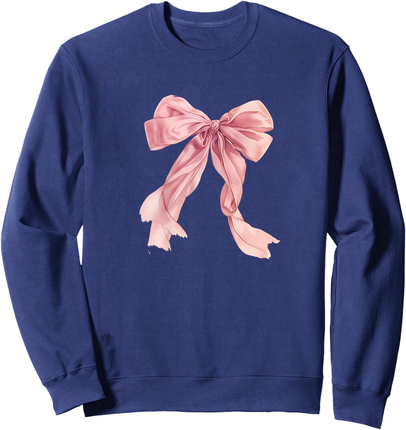 Baby Pink Bow Cute Coquette y2k Clean Girl Aesthetic Women Sweatshirt - Sweatshirt | Navy