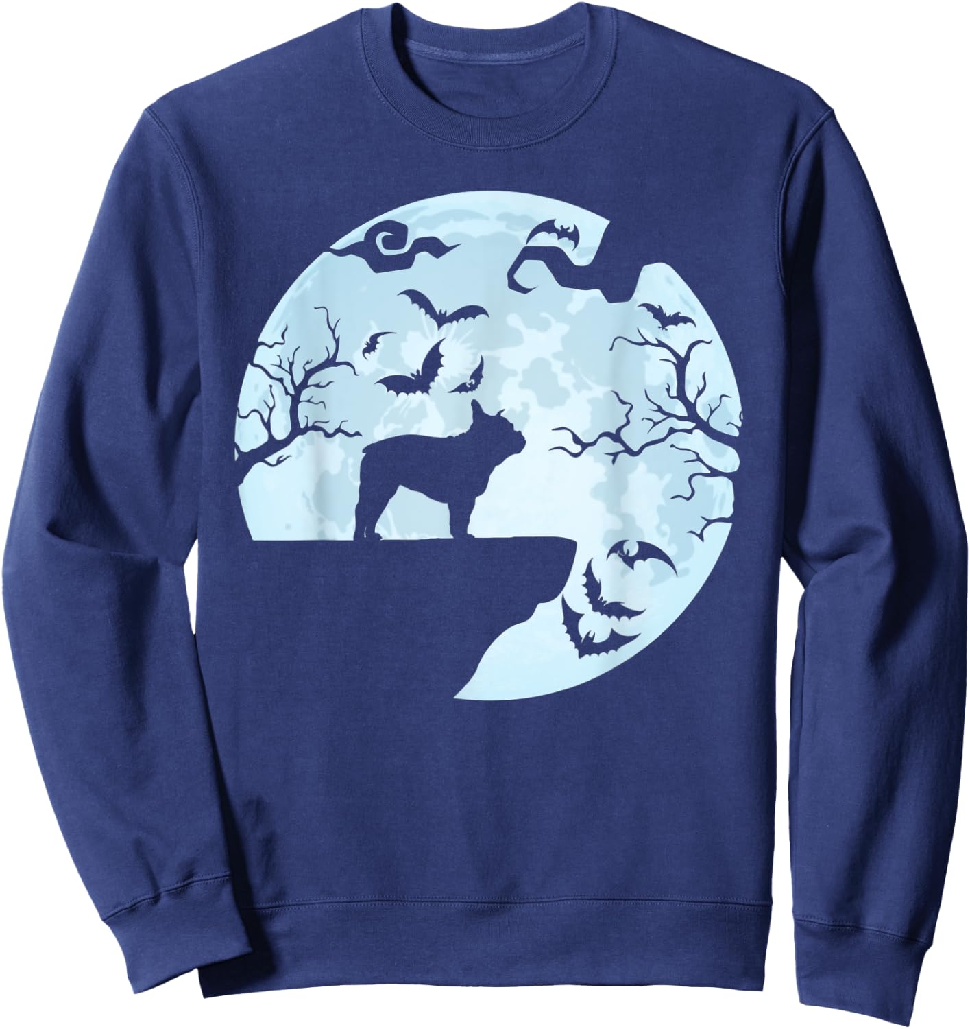 French Bulldog And Moon Halloween French Bulldog Dog Women Sweatshirt - Sweatshirt | Navy