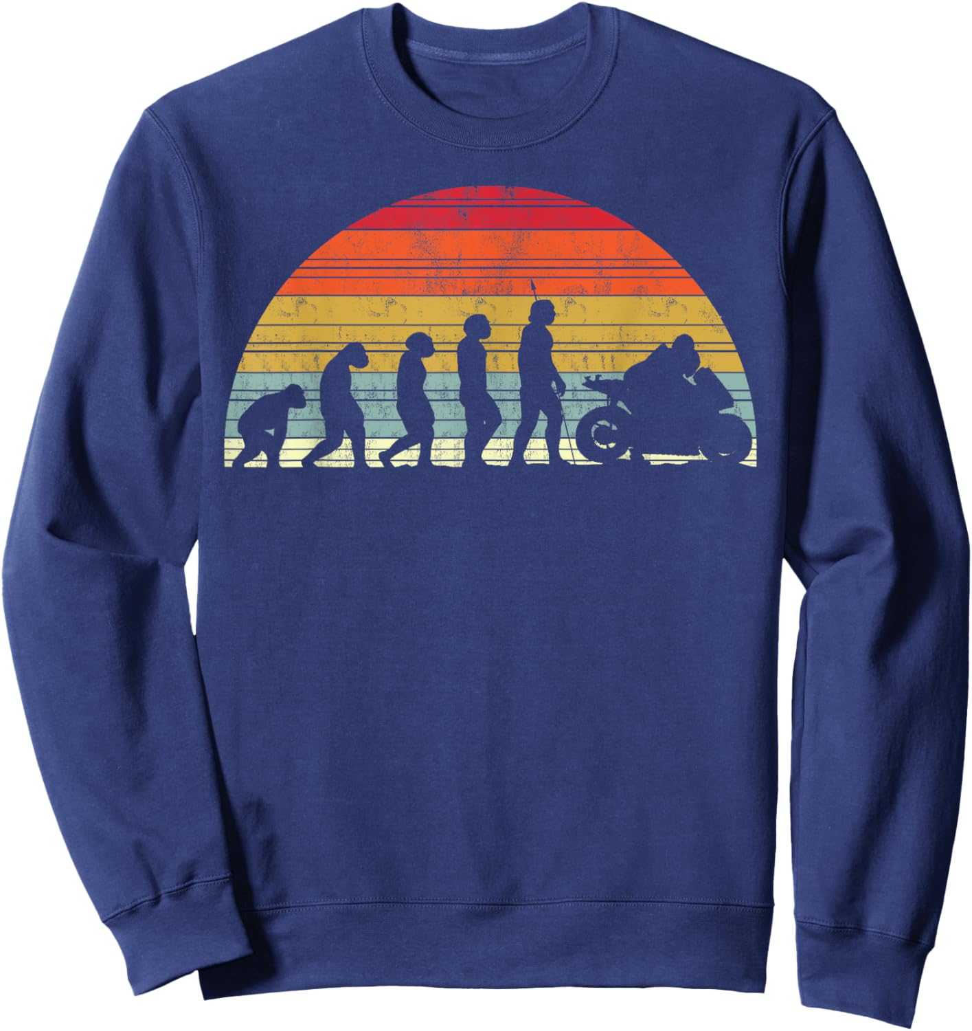 Biker Evolution - Evolution Of Man Motorcycle Motorsport Sweatshirt - Sweatshirt | Navy