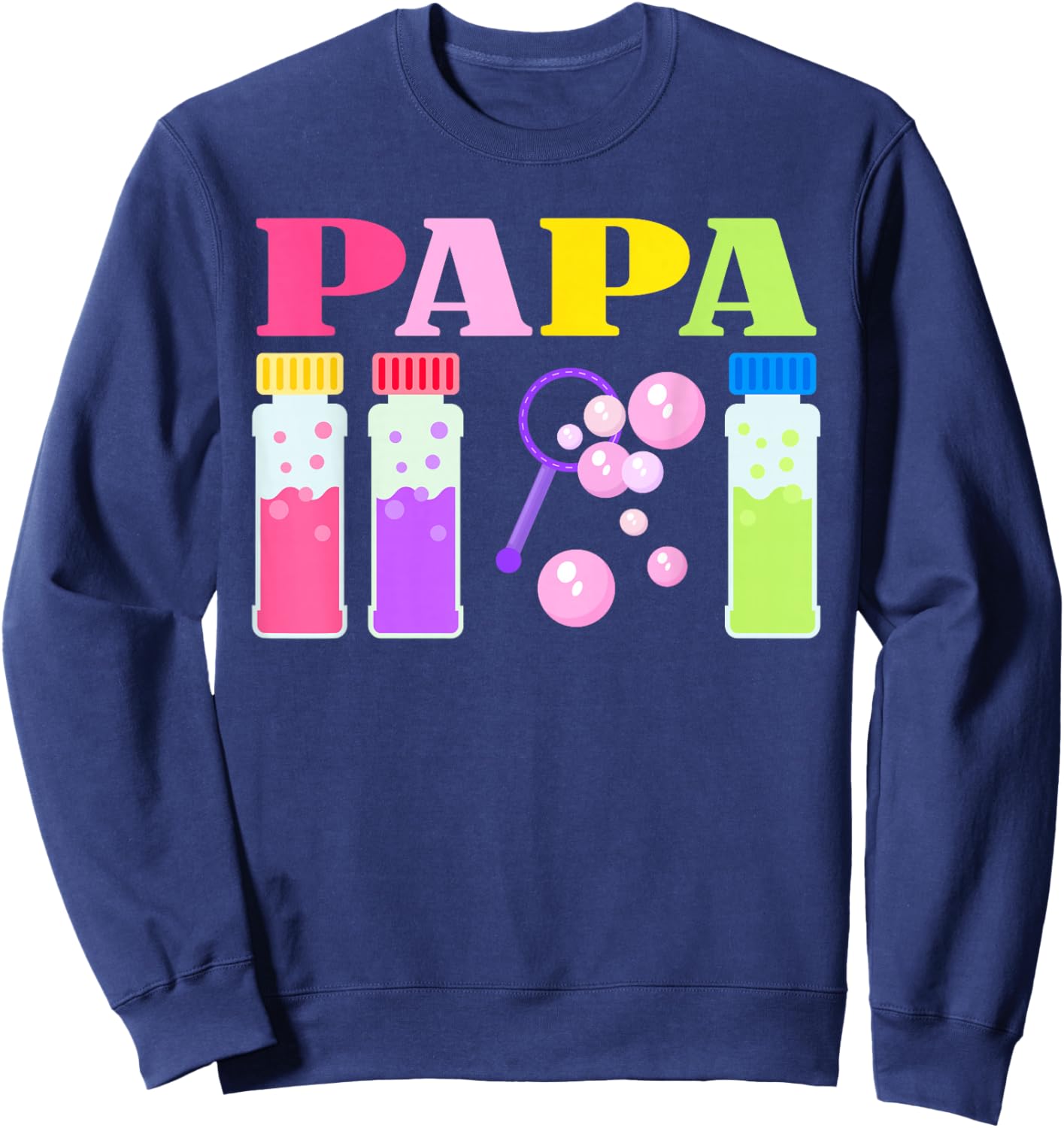 Papa Wands Bubble Themed Birthday Family Party Matching Sweatshirt - Sweatshirt | Navy