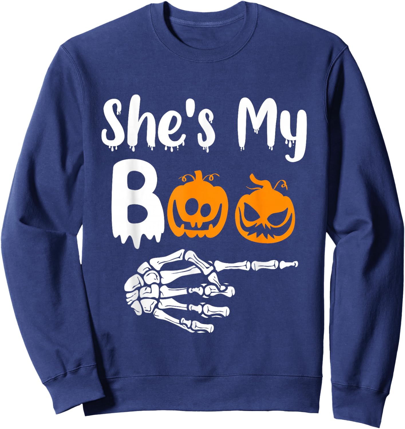 She's My Boo Matching Halloween Pajama Couples He's My Boo Sweatshirt - Sweatshirt | Navy