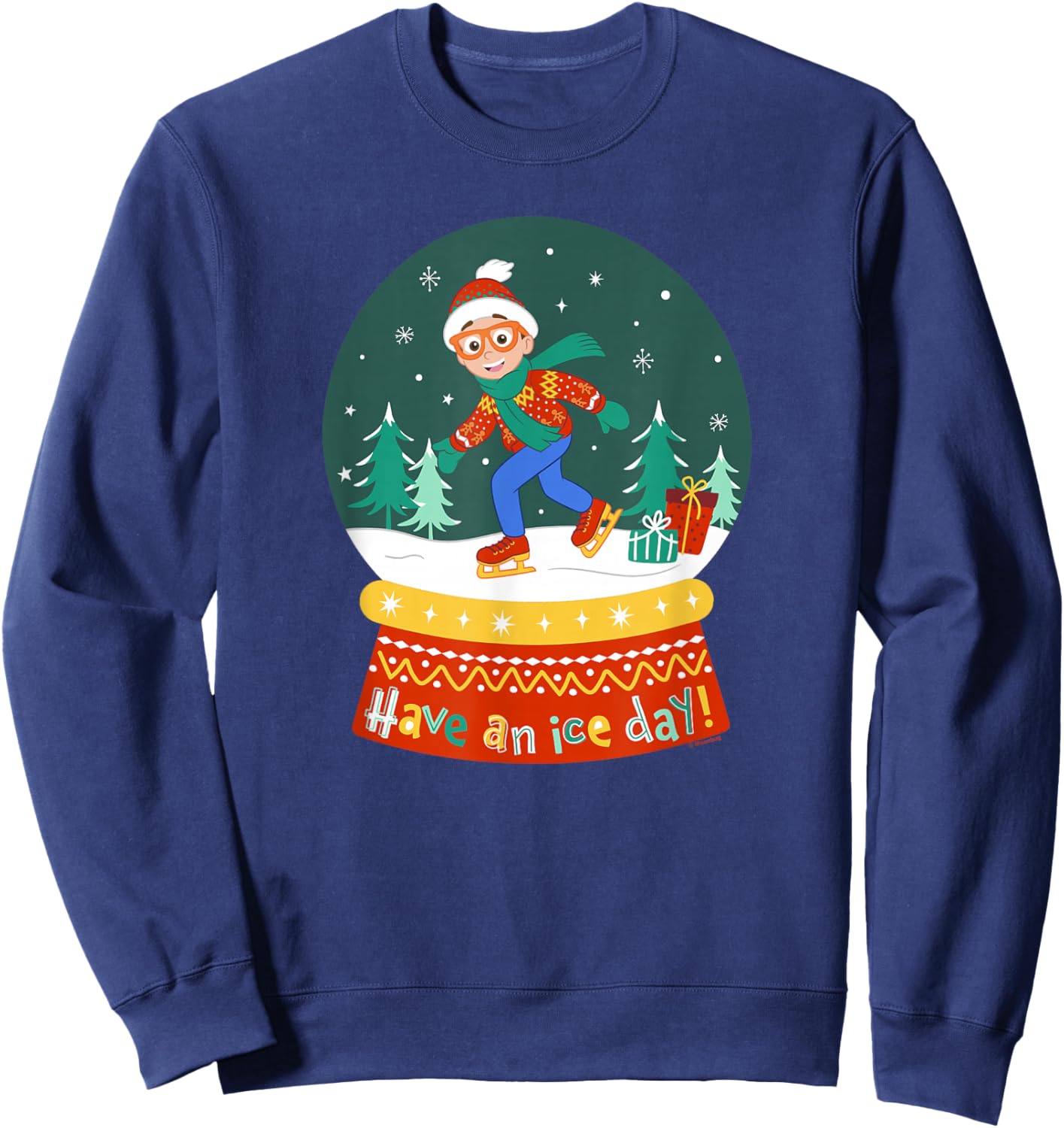Blippi Christmas Skating Snow Globe Sweatshirt - Sweatshirt | Navy