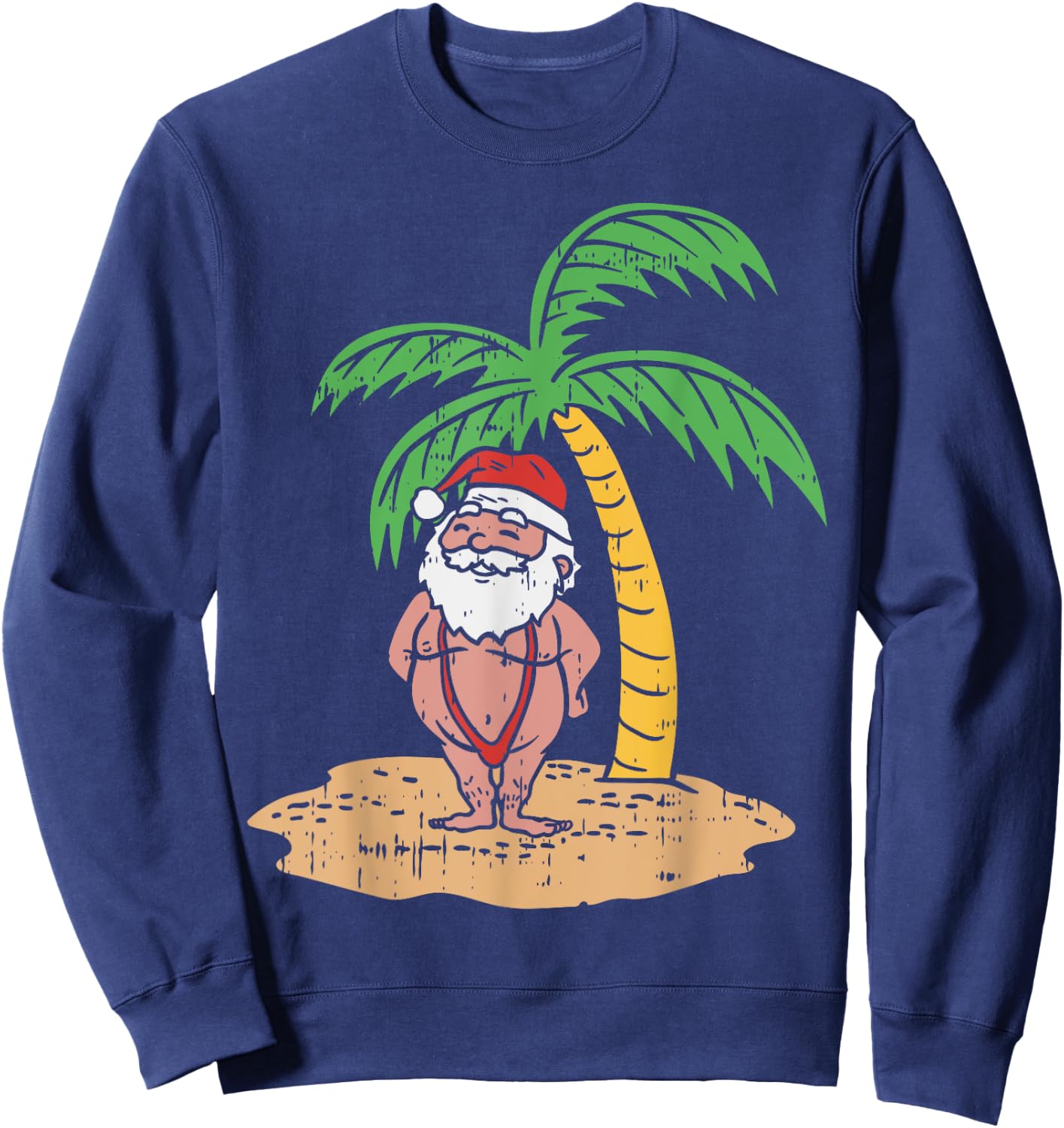 Santa Summer Swimsuit Funny Christmas In July Beach Gift Sweatshirt - Sweatshirt | Navy