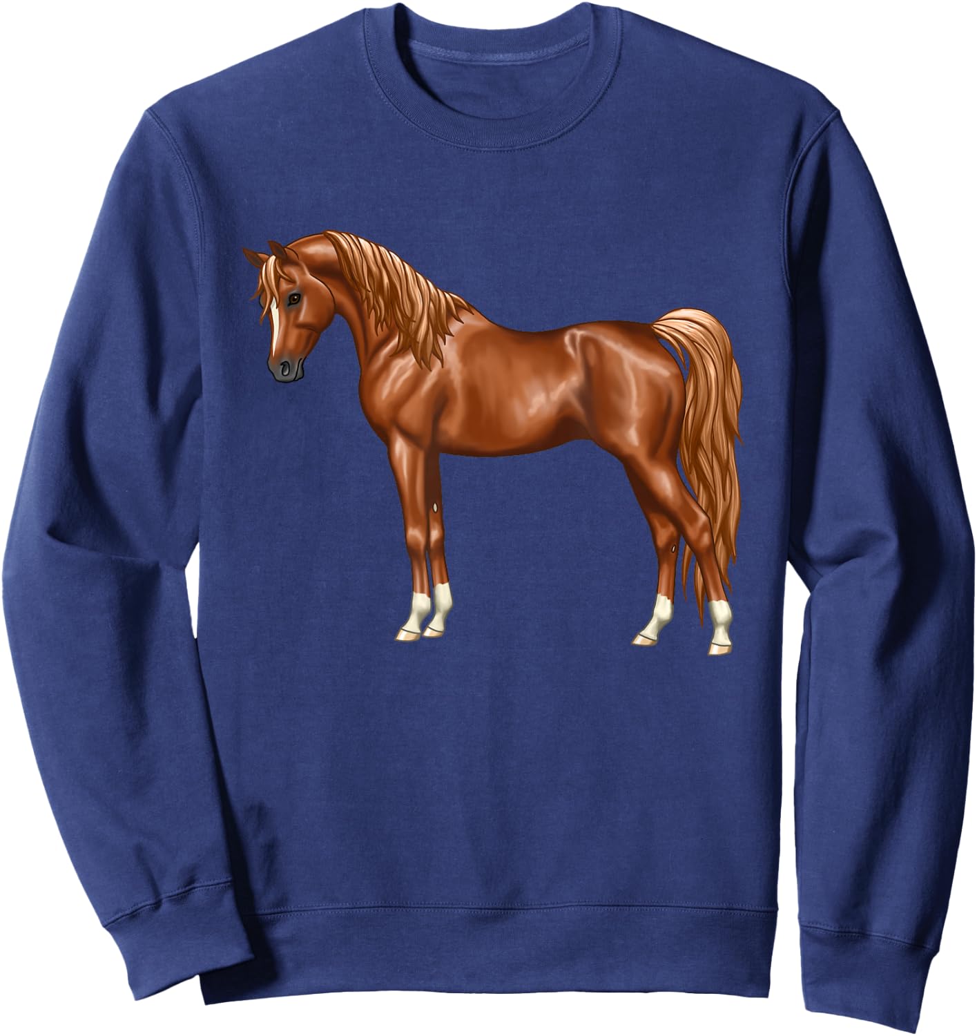 Beautiful Red Chestnut Egyptian Arabian Horse Lovers Gift Sweatshirt - Sweatshirt | Navy