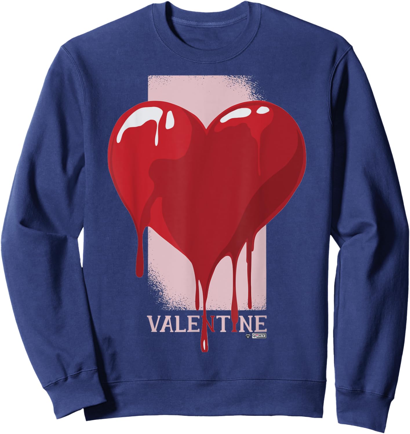 Bleeding Valentine Heart, Anti Valentine Heart, Bloody Heart Sweatshirt - Sweatshirt | Navy