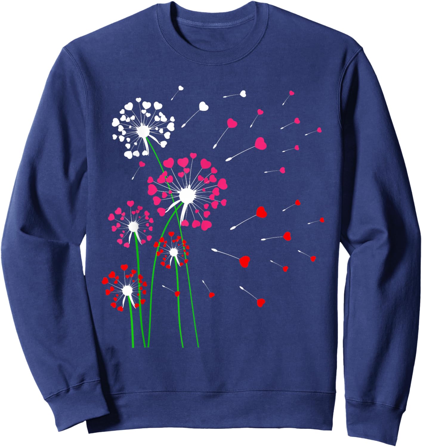 Hearts Dandelions Flowers Lover Valentine's Day Gardener Sweatshirt - Sweatshirt | Navy