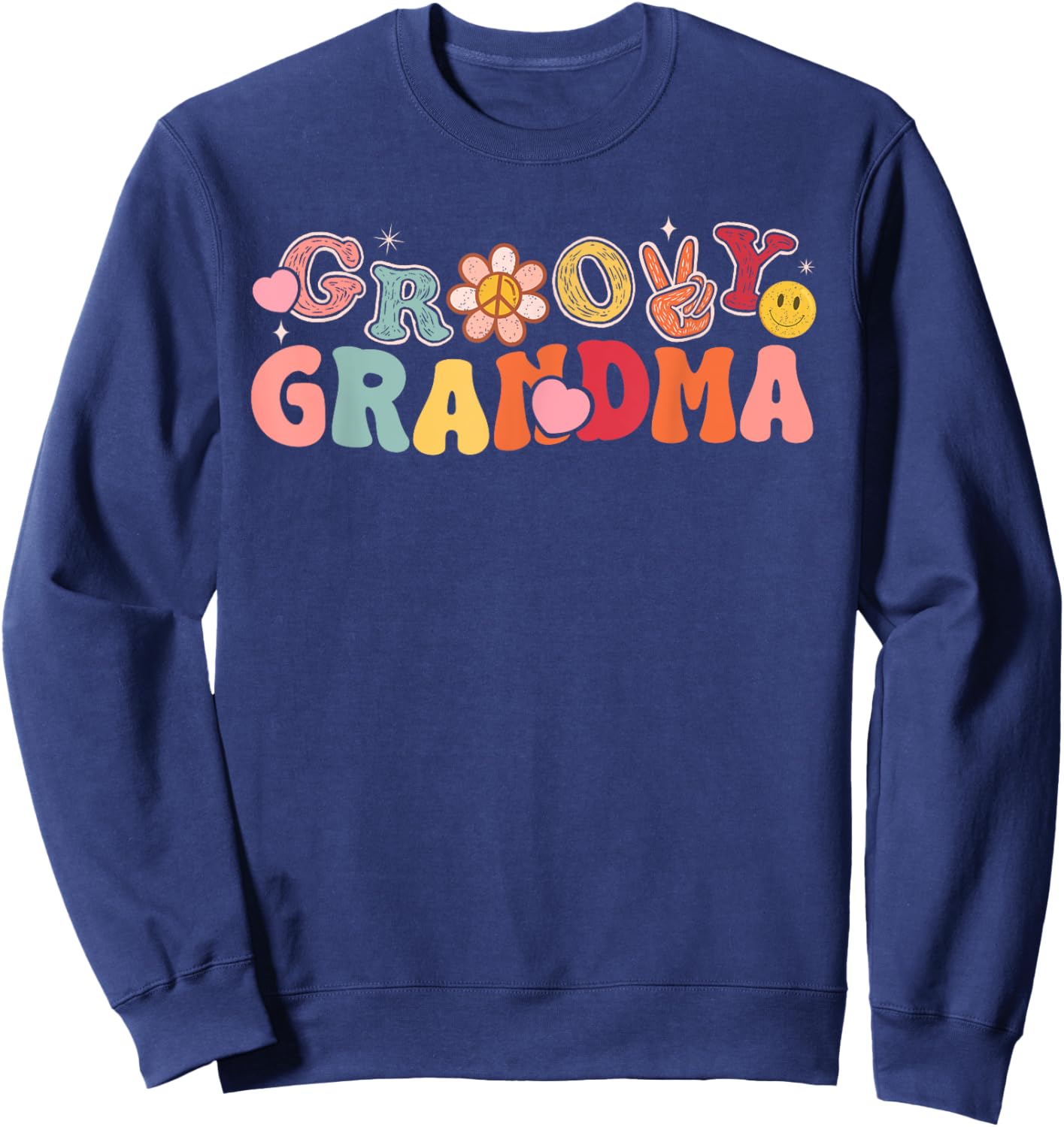 Retro Groovy Grandma Hippie Matching Family Birthday Party Sweatshirt - Sweatshirt | Navy