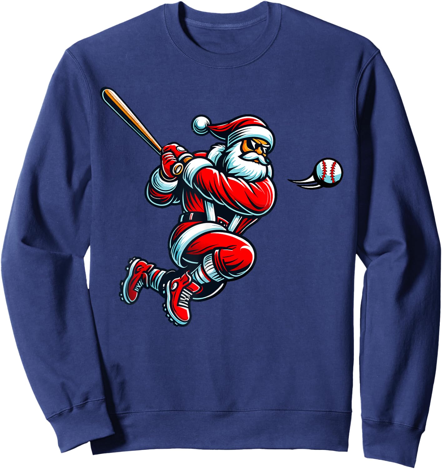 Santa Baseball Player Xmas Men Kids Boys Christmas Sports Sweatshirt - Sweatshirt | Navy