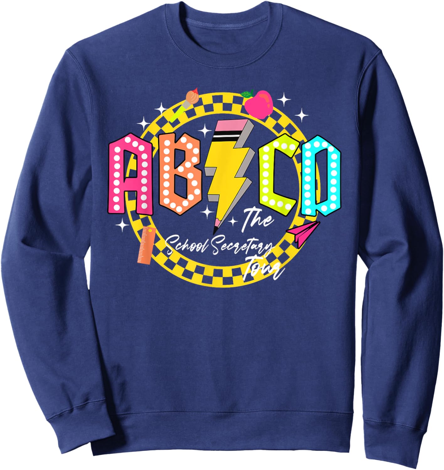 Funny School Secretary Tour Back to school Gift ABCD Teacher Sweatshirt - Sweatshirt | Navy